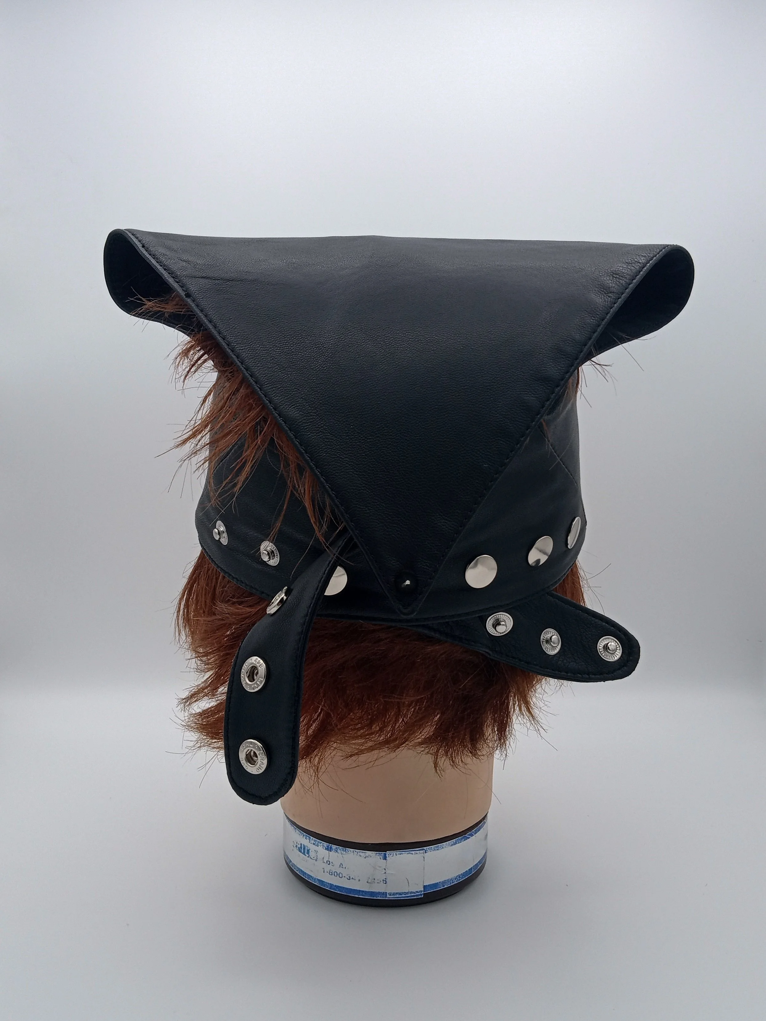 NYC HANDMADE LEATHER BANDANA SILK LINING ADJUSTABLE SILVER SNAPS AND HARDWARE