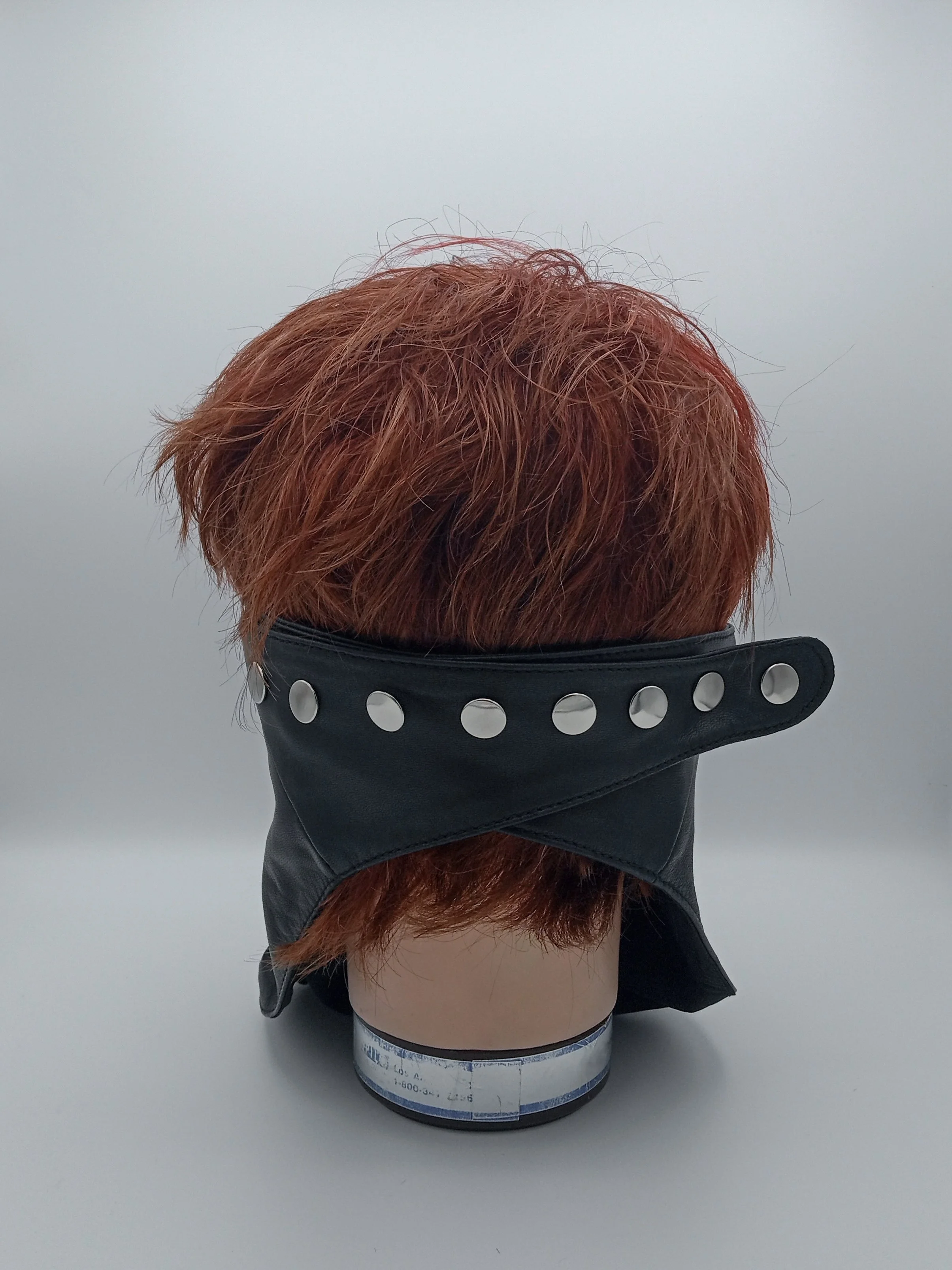 NYC HANDMADE LEATHER BANDANA SILK LINING ADJUSTABLE SILVER SNAPS AND HARDWARE