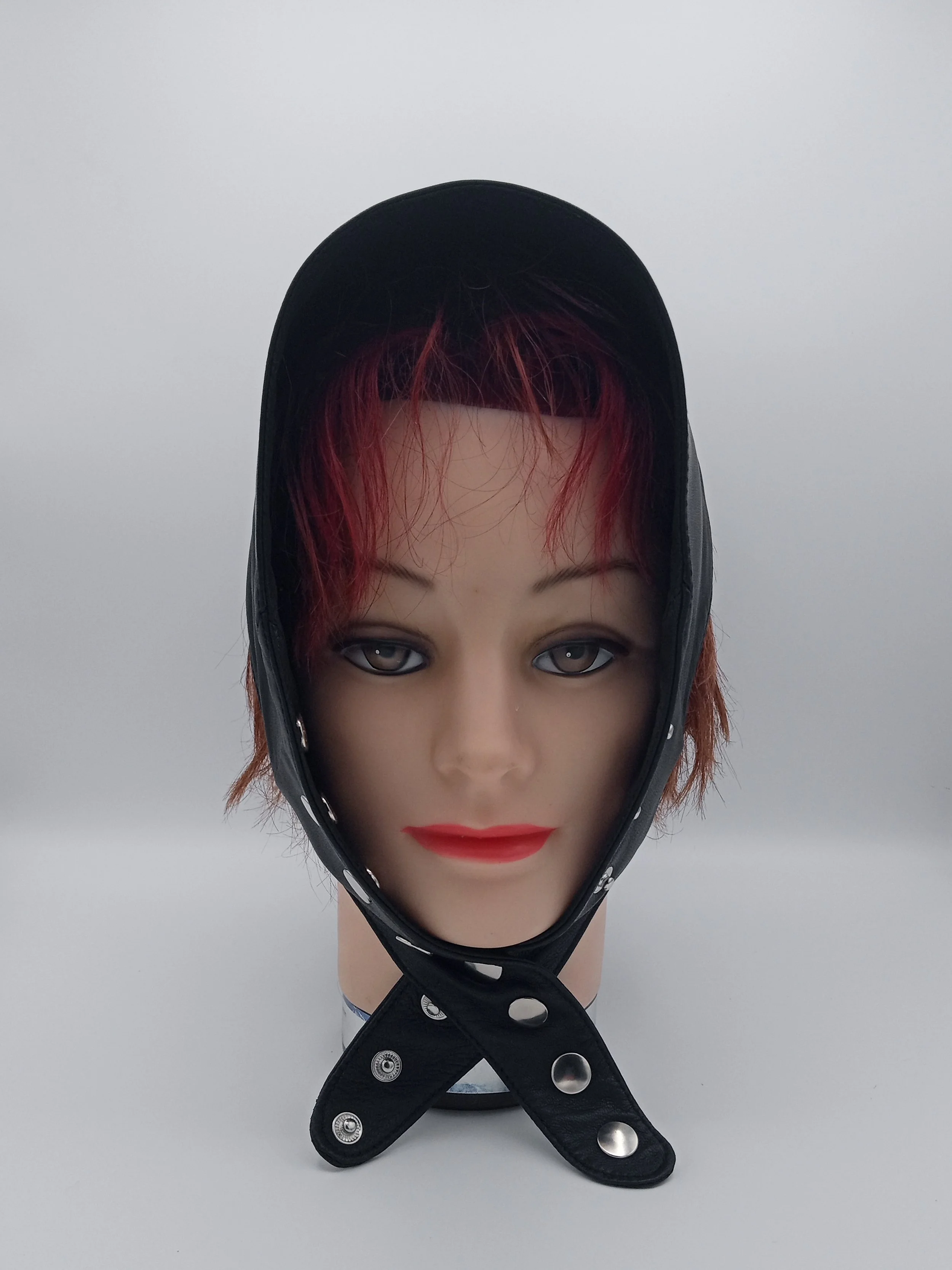 NYC HANDMADE LEATHER BANDANA SILK LINING ADJUSTABLE SILVER SNAPS AND HARDWARE