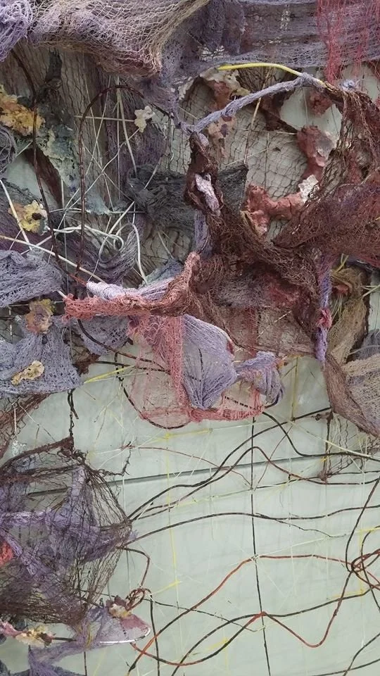 Lump (detail), 5'x4'x2'
Wire, cloth, handmade paper, spray paint, enamel and ink 
2014