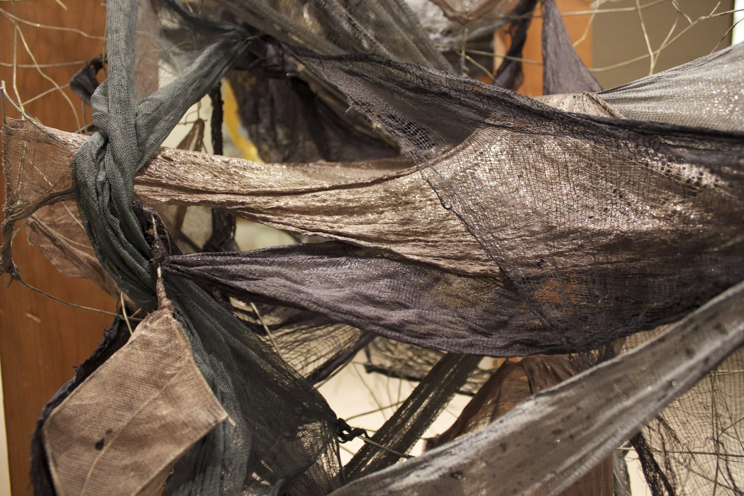 Mirror (detail), 6'x2'
Wood, wire, cloth and enamel
2016