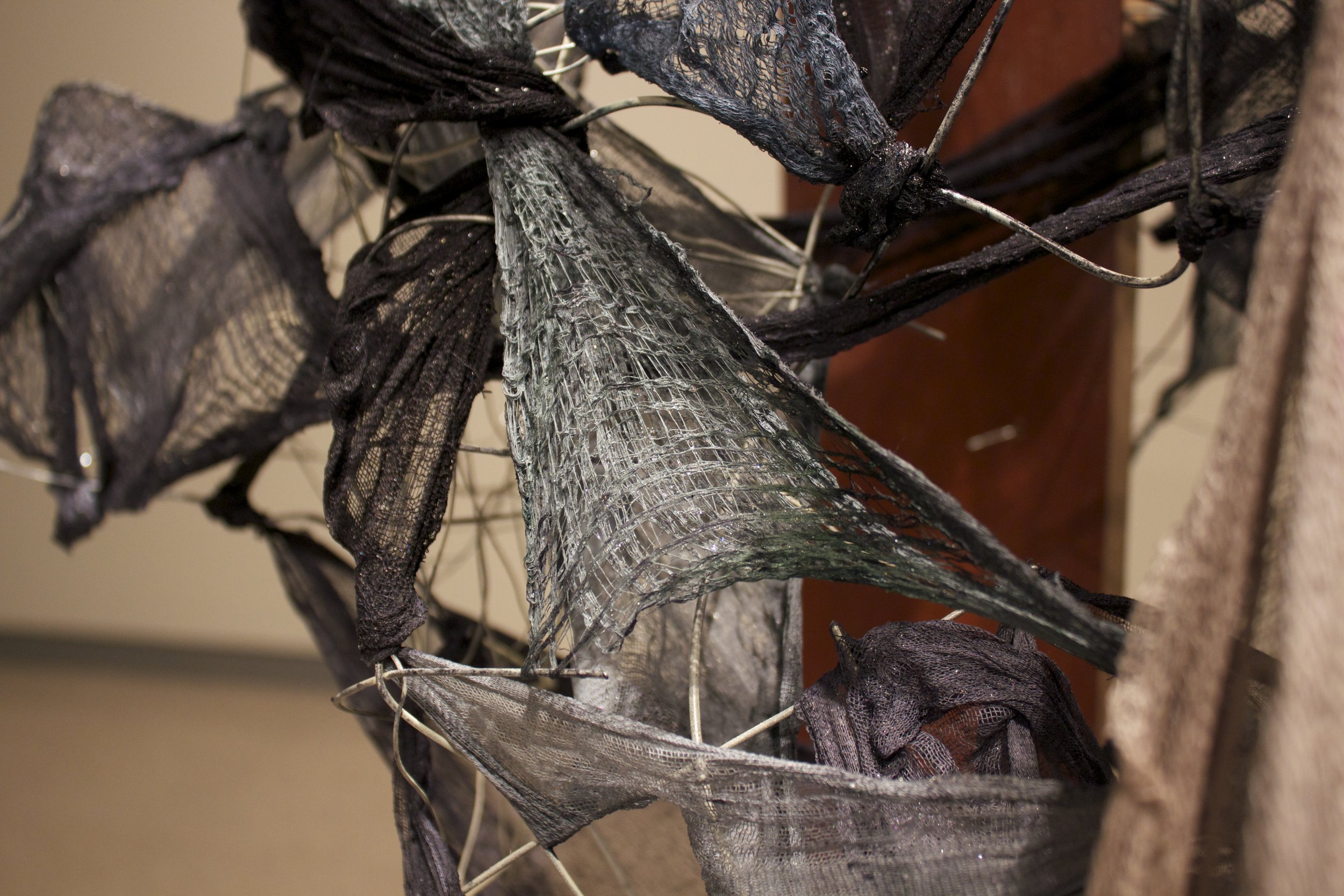 Mirror (detail), 6'x2'
Wood, wire, cloth and enamel
2016