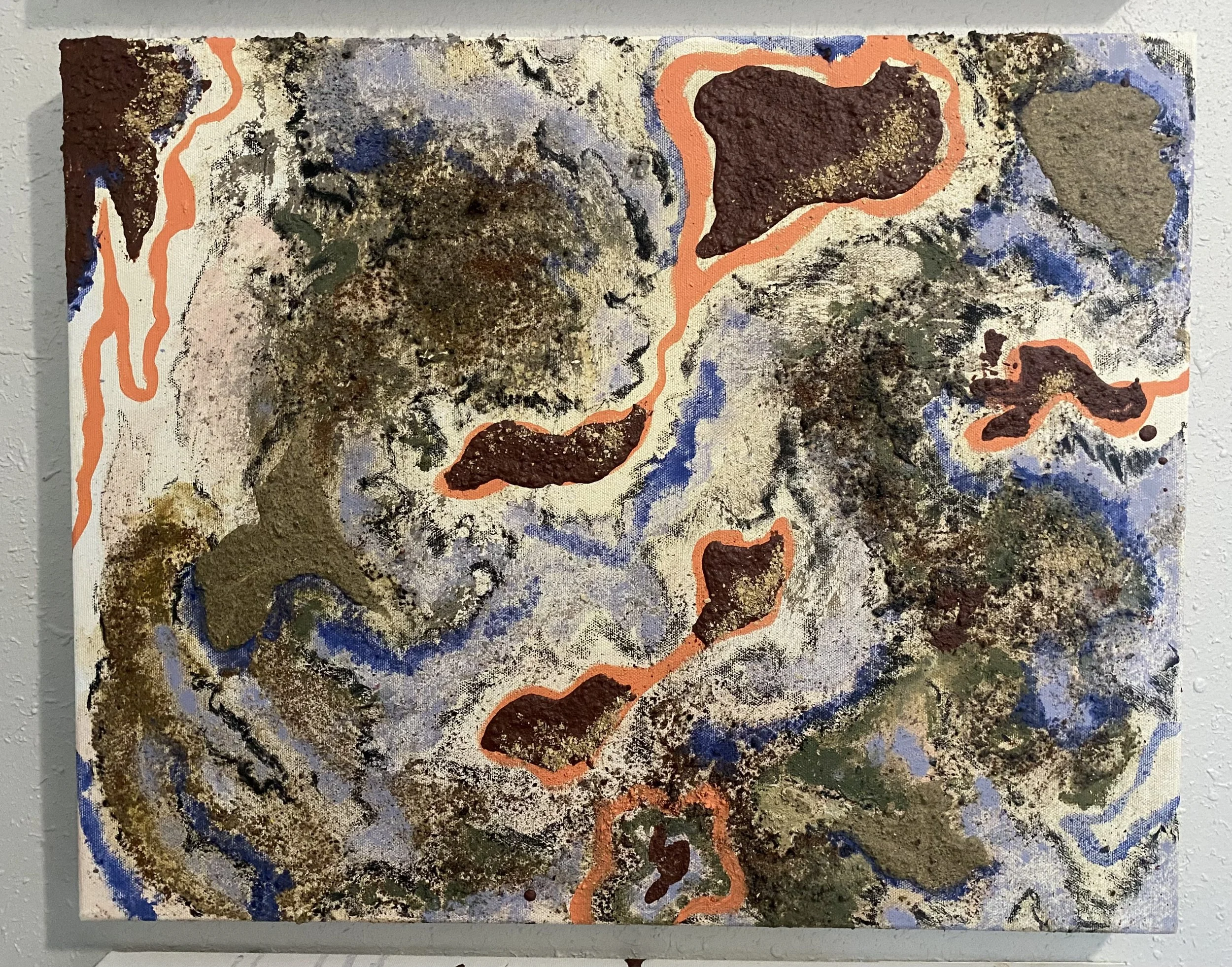 Thermal IV, 18"x12"
Oil, latex paint, dirt, charcoal and crushed flowers
2025