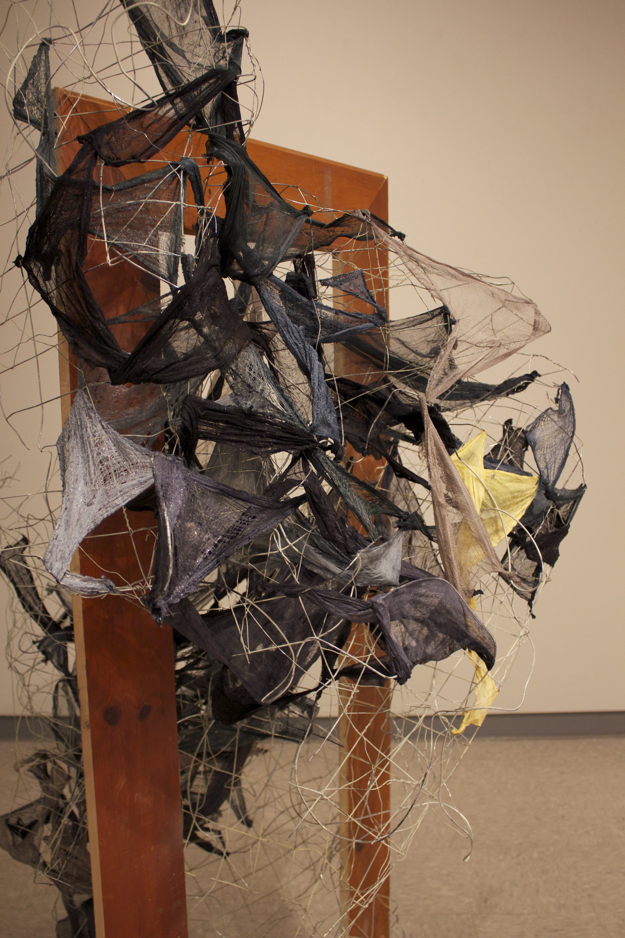 Mirror (detail), 6'x2'
Wood, wire, cloth and enamel
2016