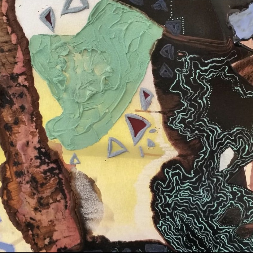 Worm (detail), 4'x6'
Tar, oil, sand, marker, latex paint and spray paint
2017