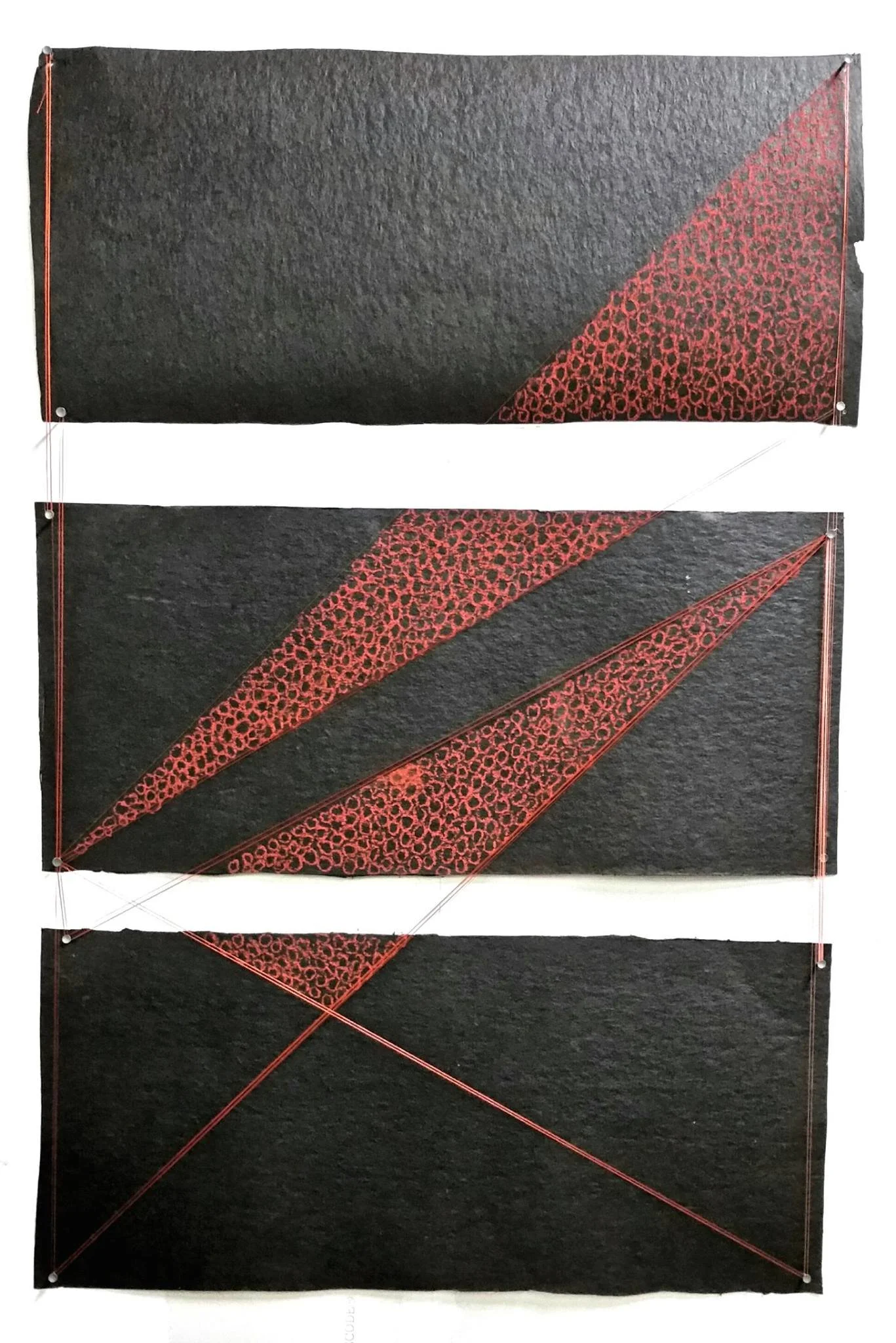 String, pastel and tar paper 