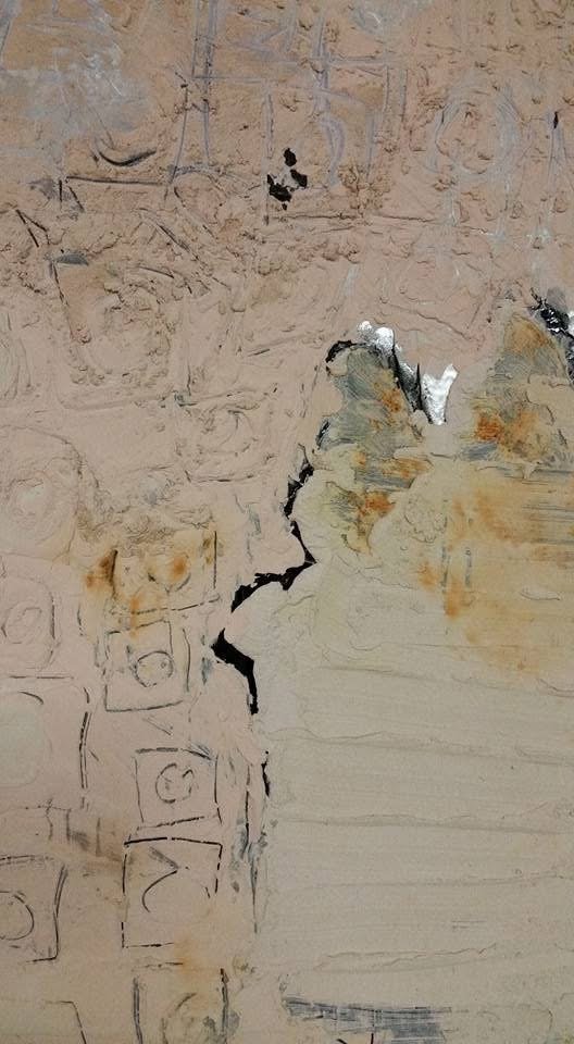 Calamus (detail), 6'x5'
Sand collected from the Sandhills of Nebraska, tar, spray paint and oil
2017