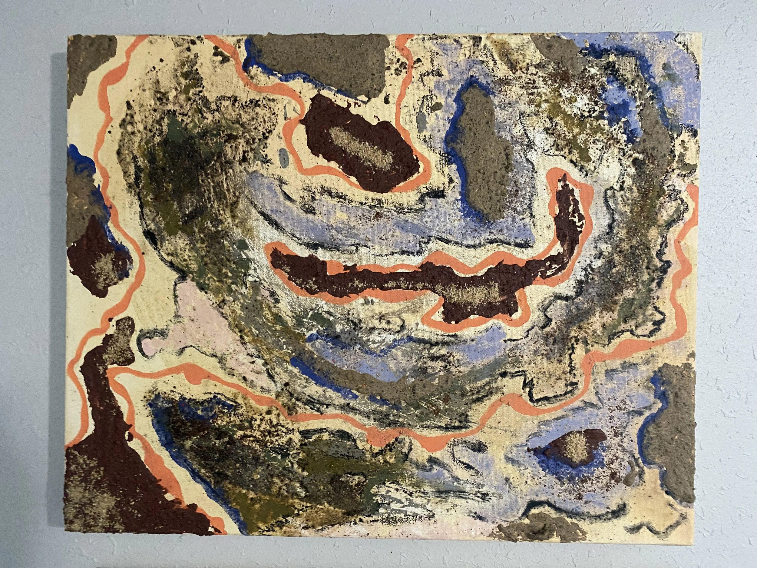 Thermal I, 18"x12"
Oil, latex paint, dirt, charcoal and crushed flowers
2025