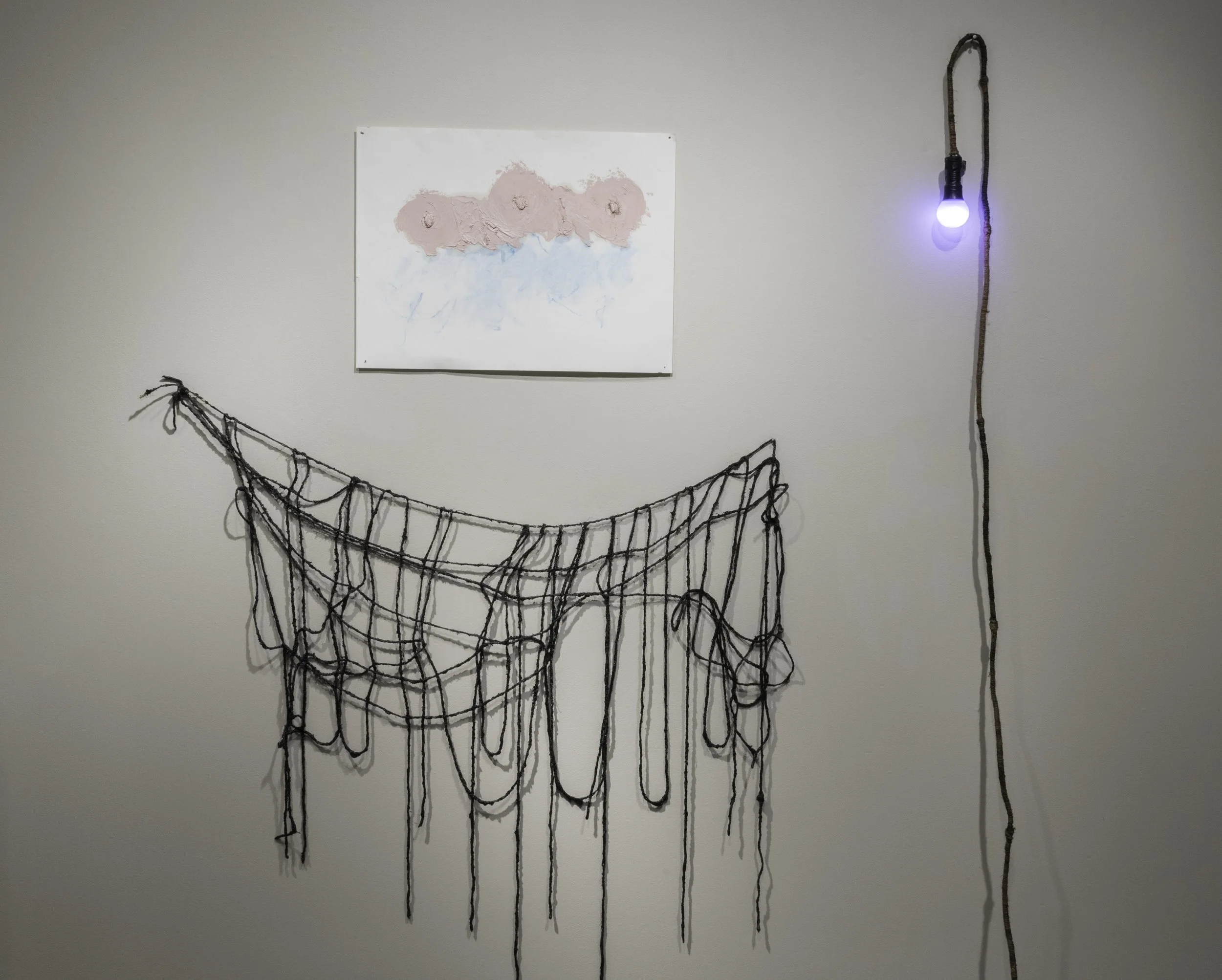 Lacuna(e), Capstone Installation
Tar, oil, chalk, paper, sand, clay, twine and bulbs
2016