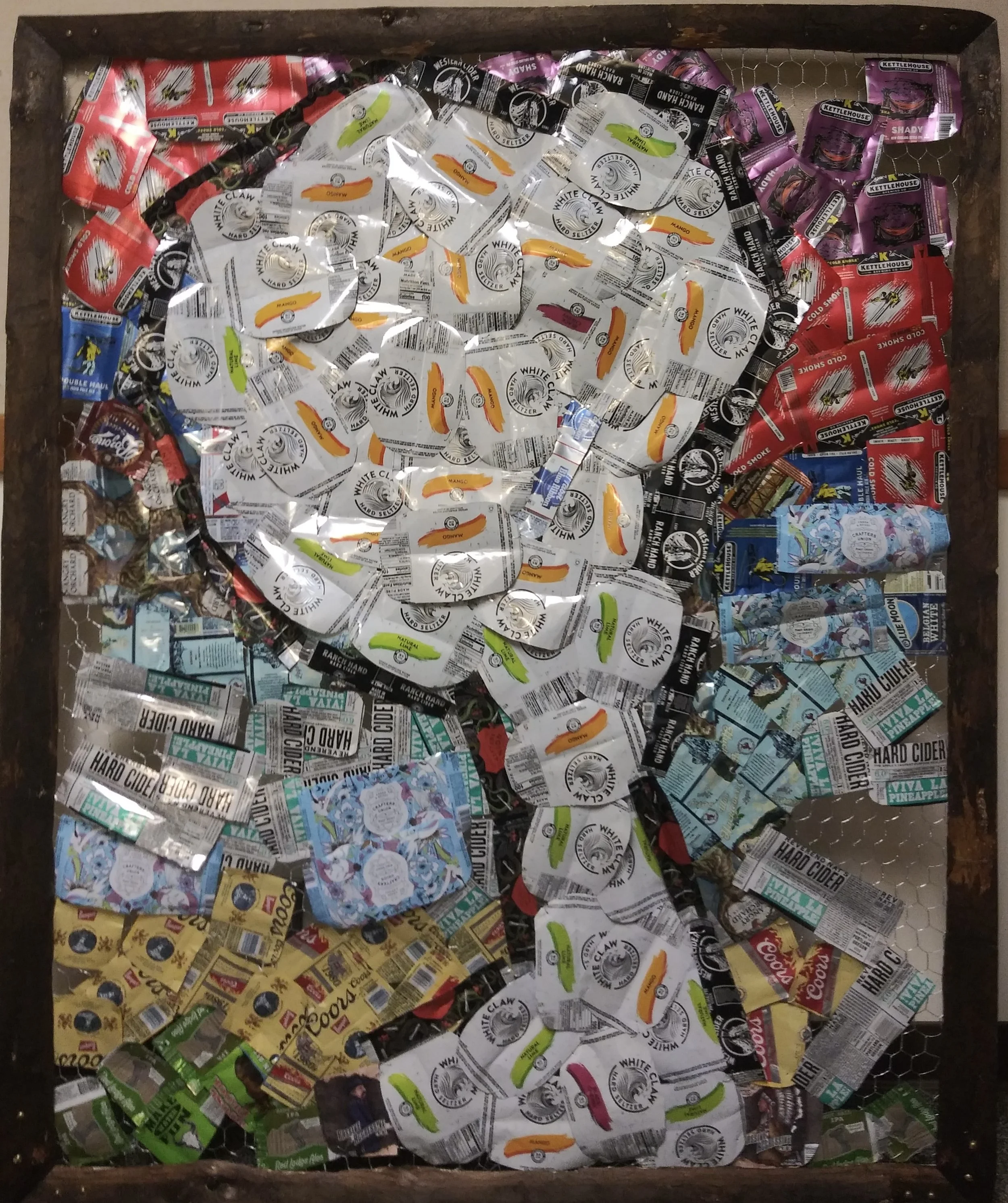 Old Faithful, Pub Collaboration
Aluminum cans, wood, chicken wire
Yellowstone, 2020