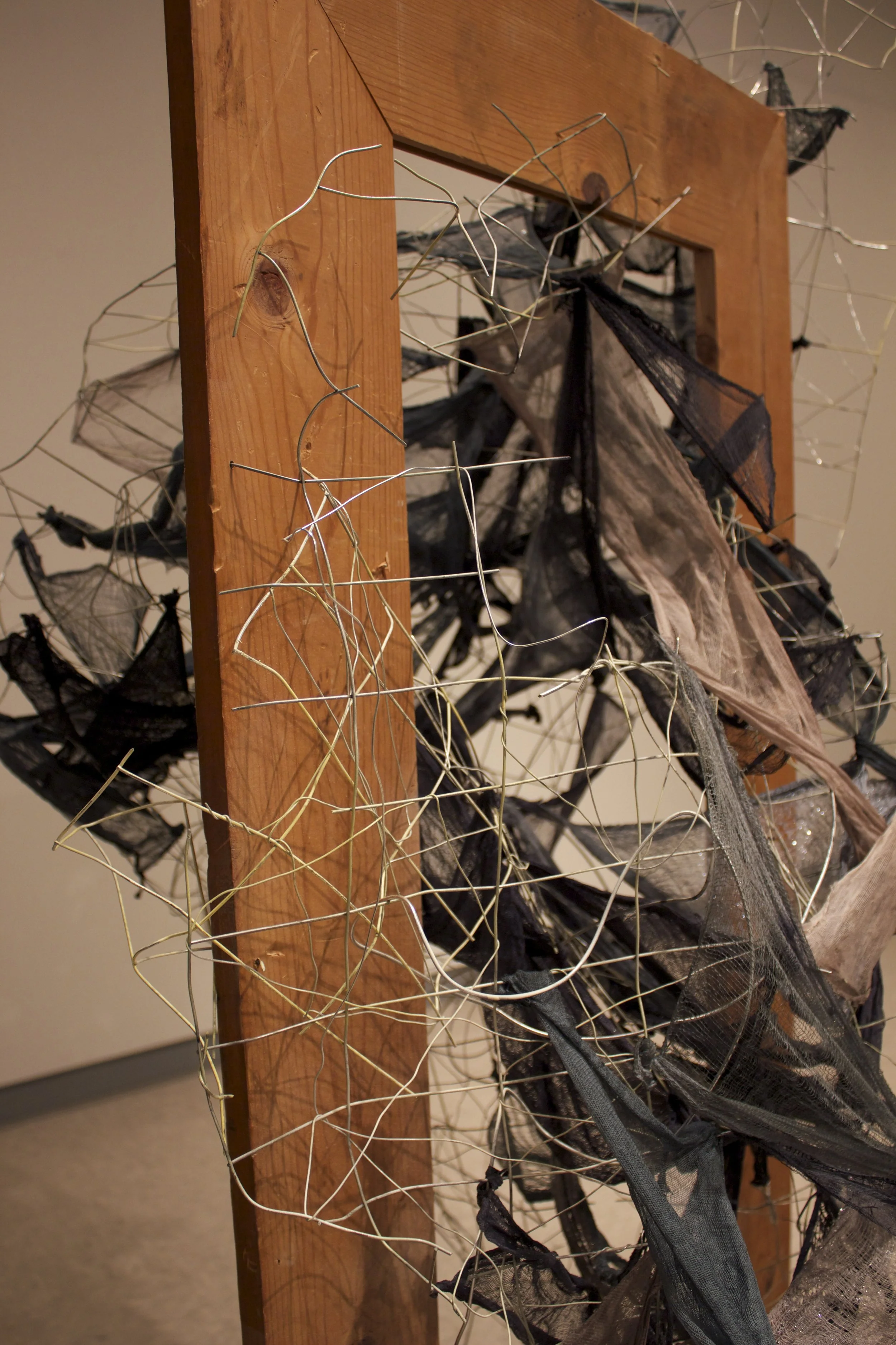 Mirror (detail), 6'x2'
Wood, wire, cloth and enamel
2016