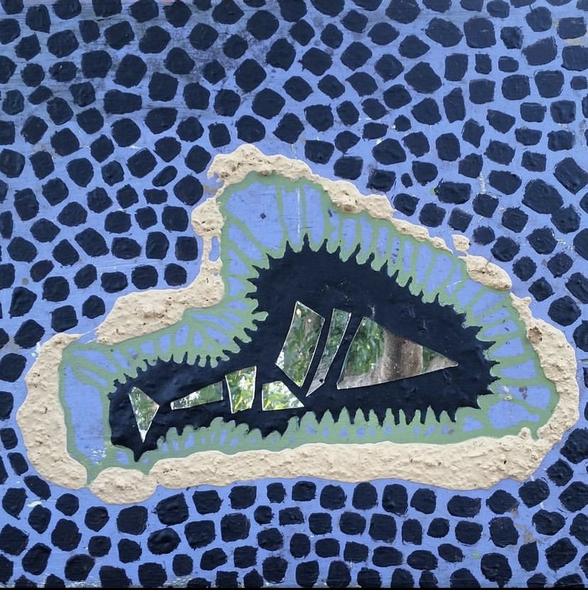 Untitled, 20"x20"
Acrylic, dirt, tar, house paint and broken mirror
US Virgin Islands, 2018