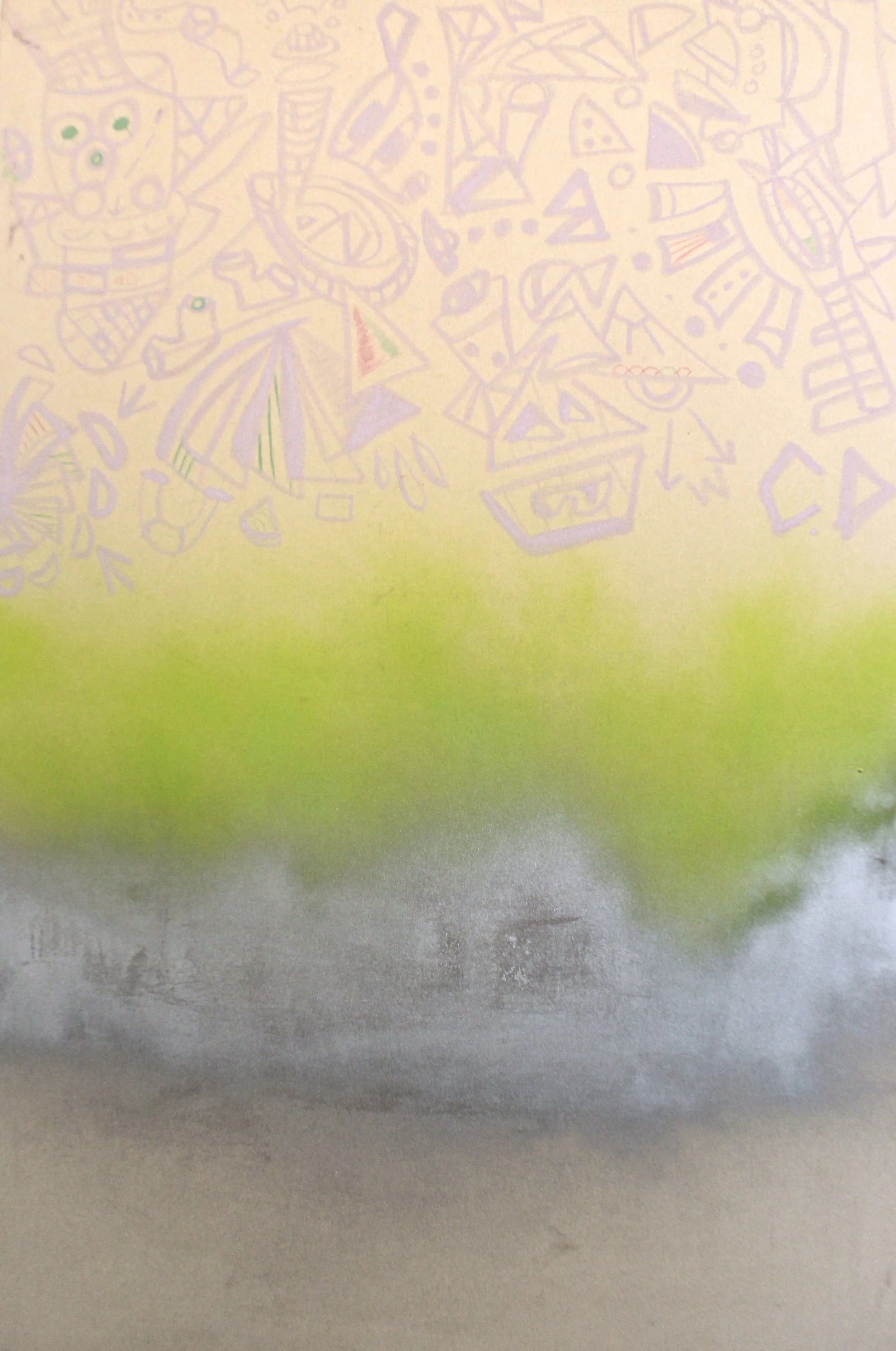 Glyphin', 4'x6'
Chalk, spray paint and pastel
2016