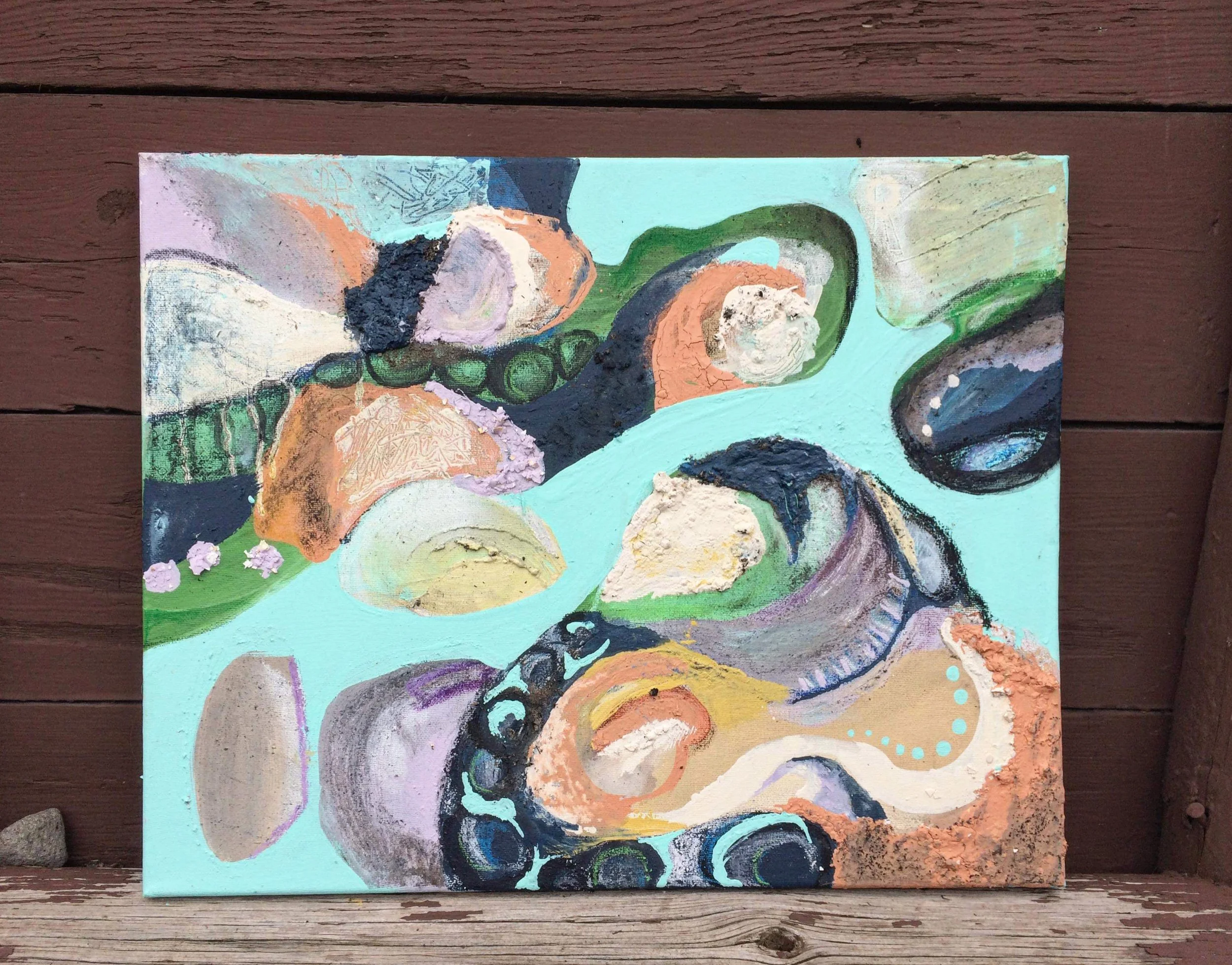 Yellowstone I, 16"x12"
Acrylic, pastel, dirt, charcoal and eggshells
2019