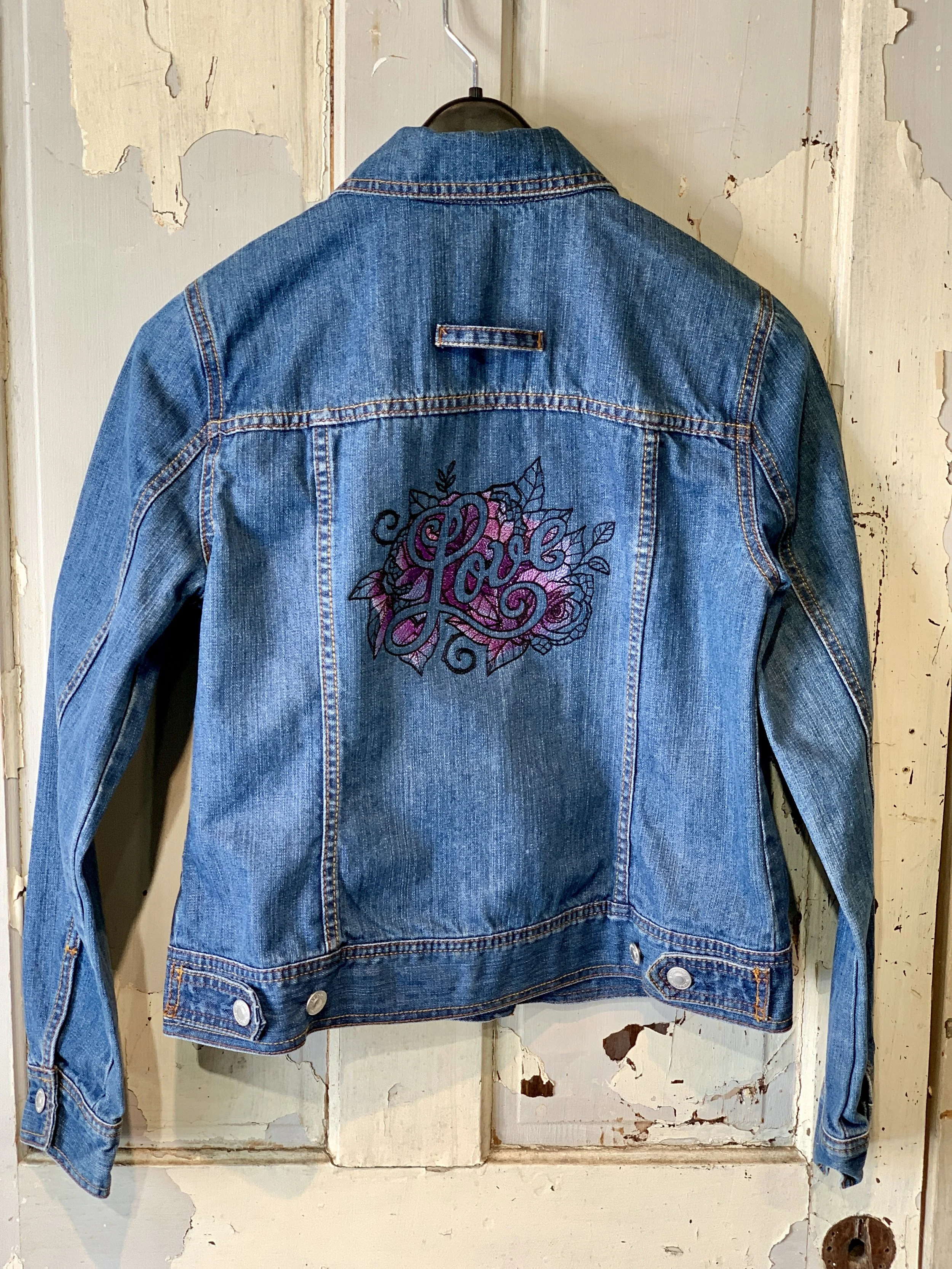 Upcycled Denim Jacket - 'Love'