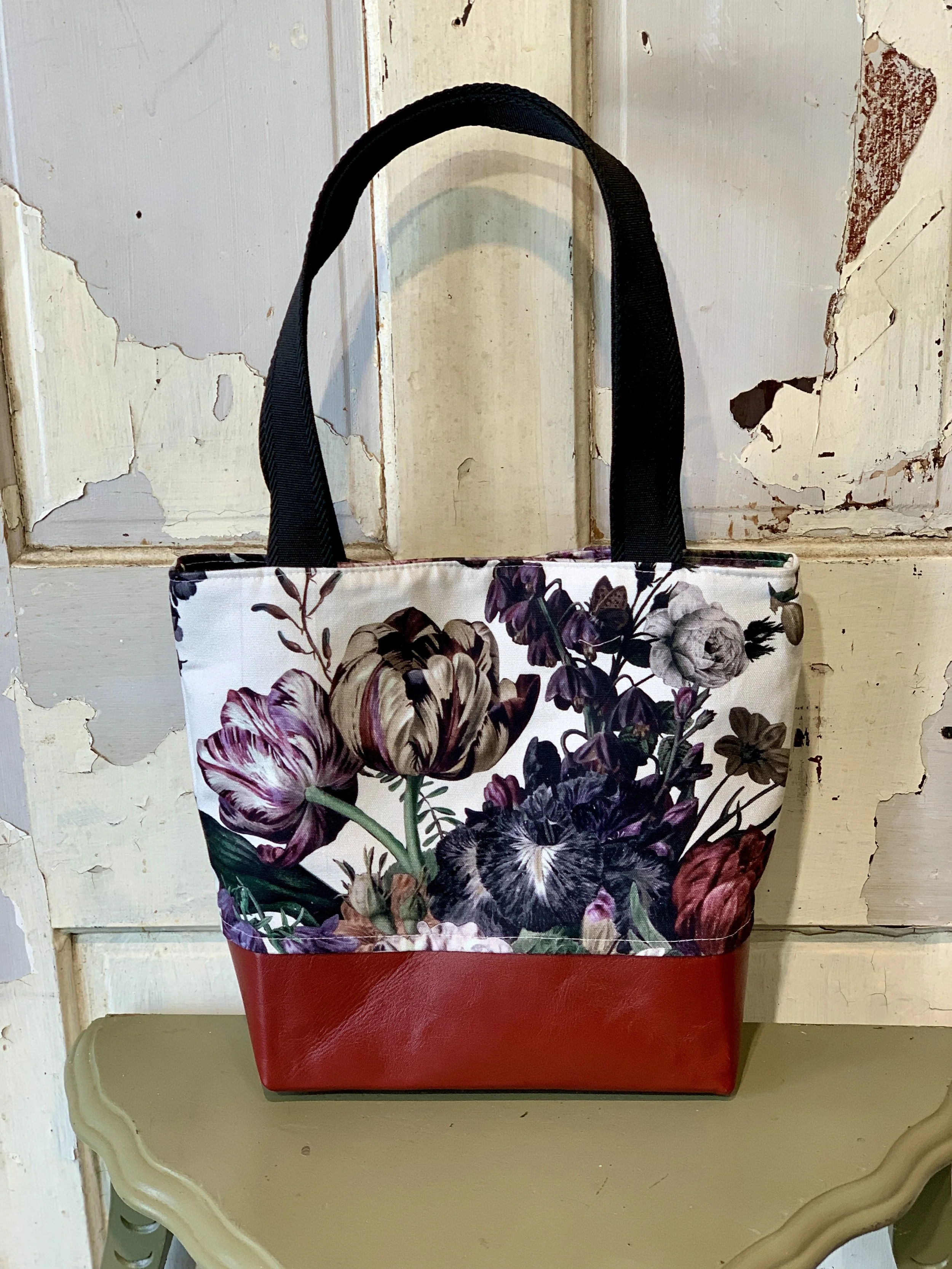 Canvas and Leather Tote - Floral