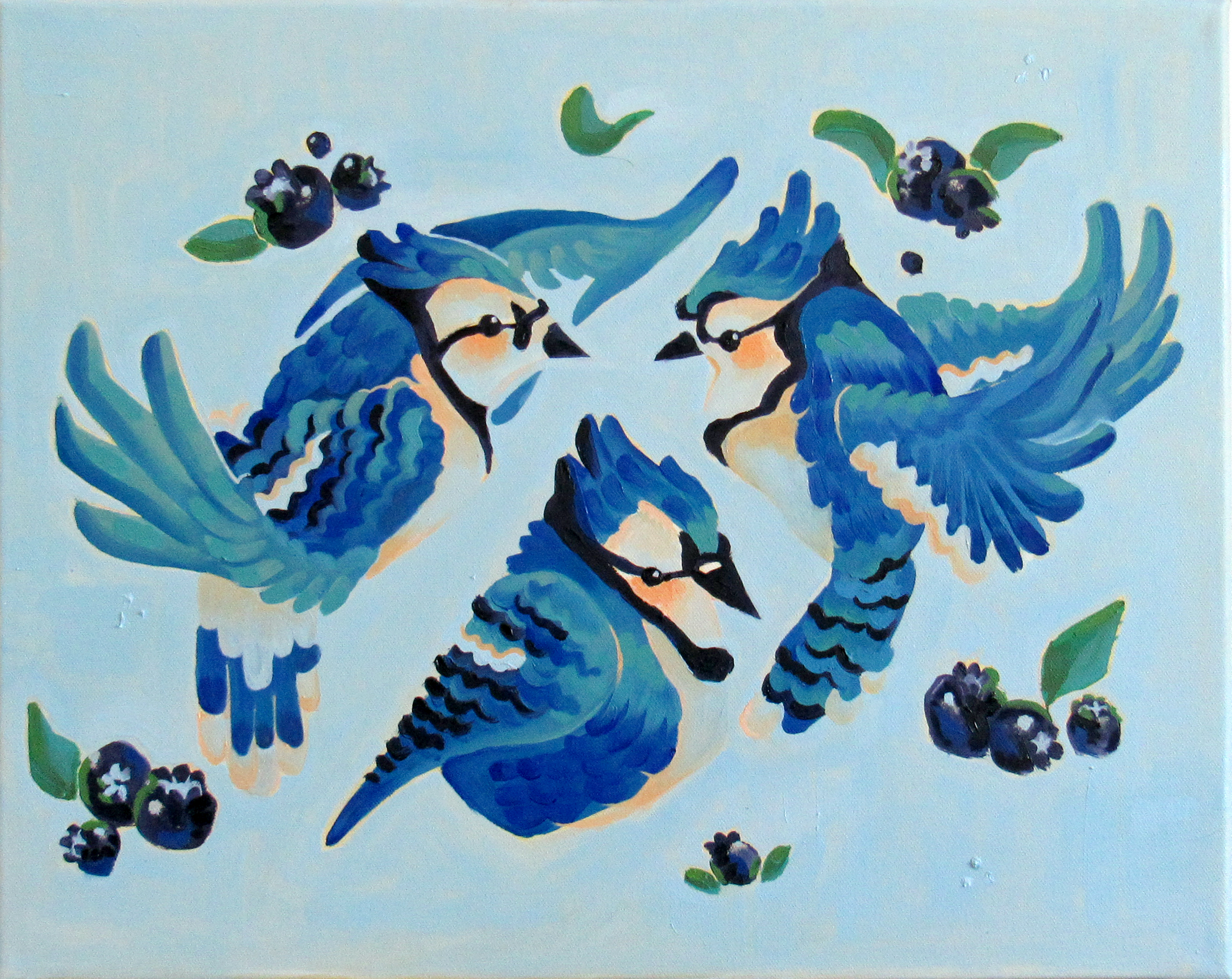 Bluejay, oil on canvas, 16"x20"