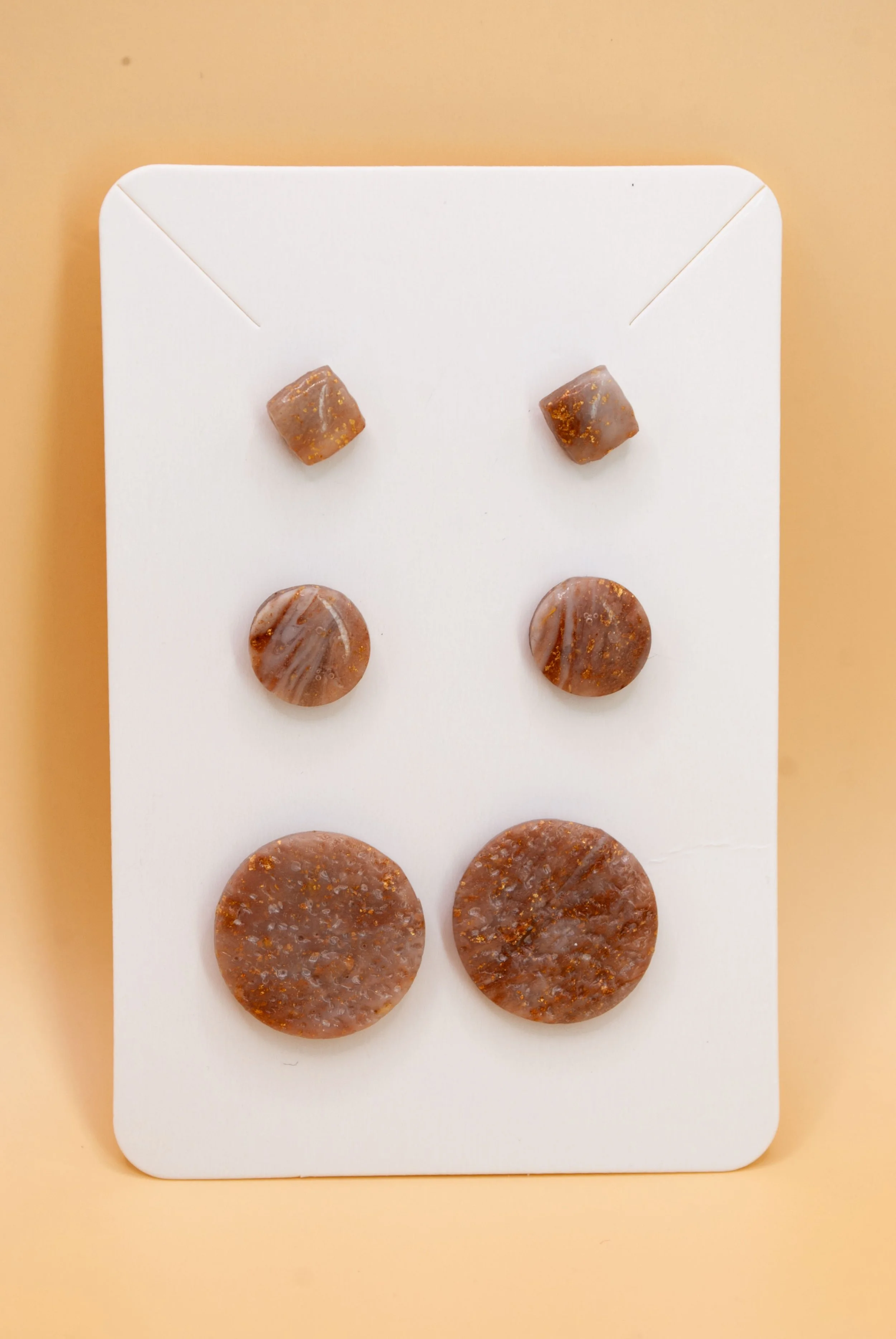 Boucles puces - lot de 3 - collection marbre noisette