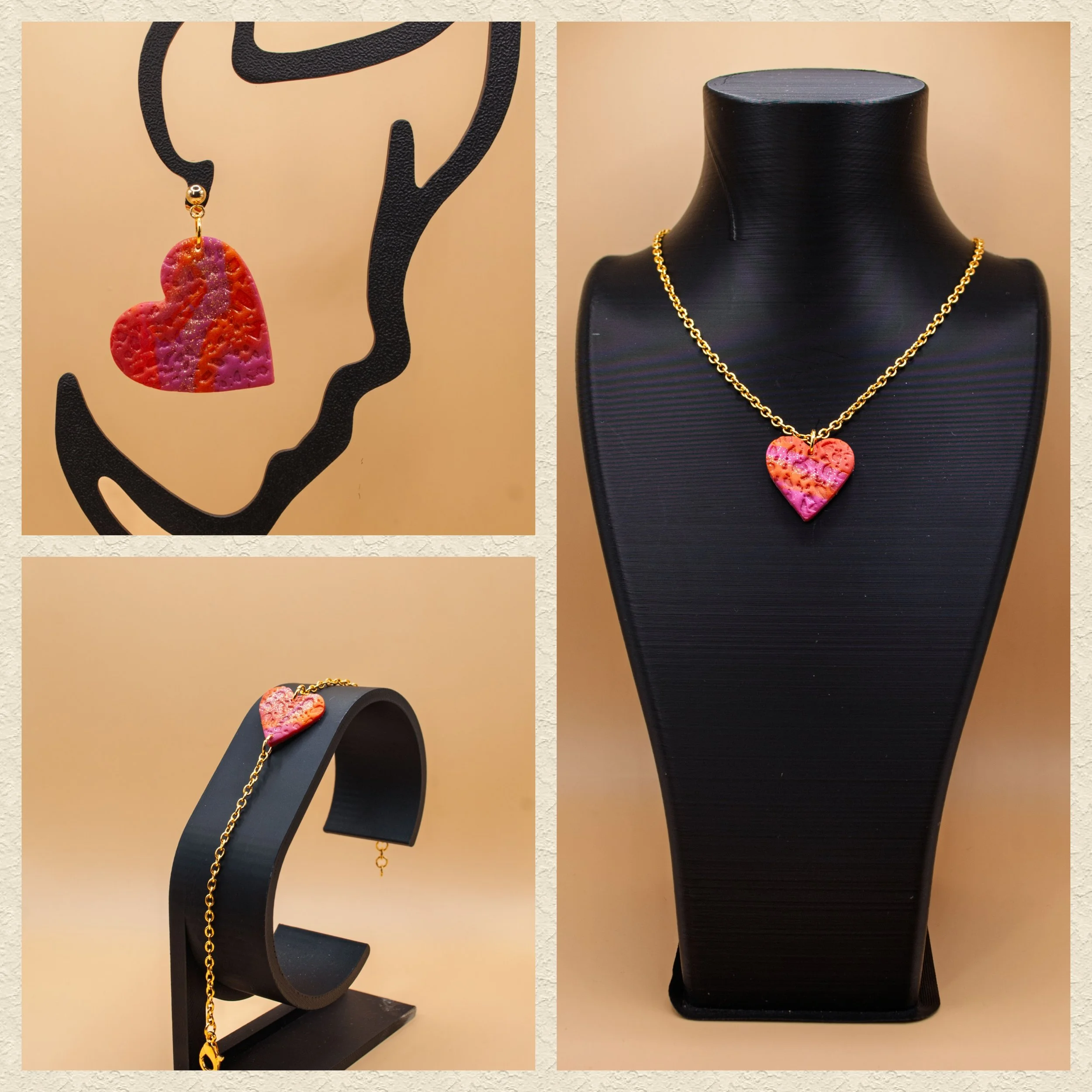 Parure Coeur V2 - Collection Pamplemousse x Fuchsia