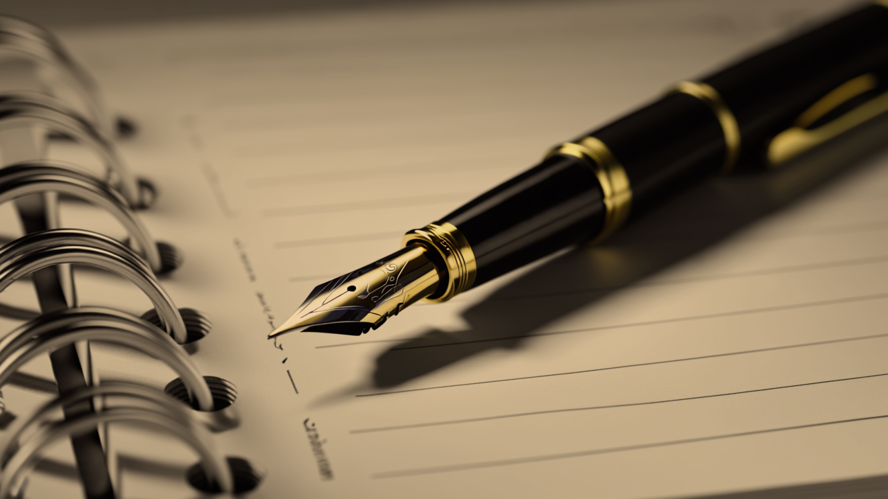 Calligraphy pen on a notepad