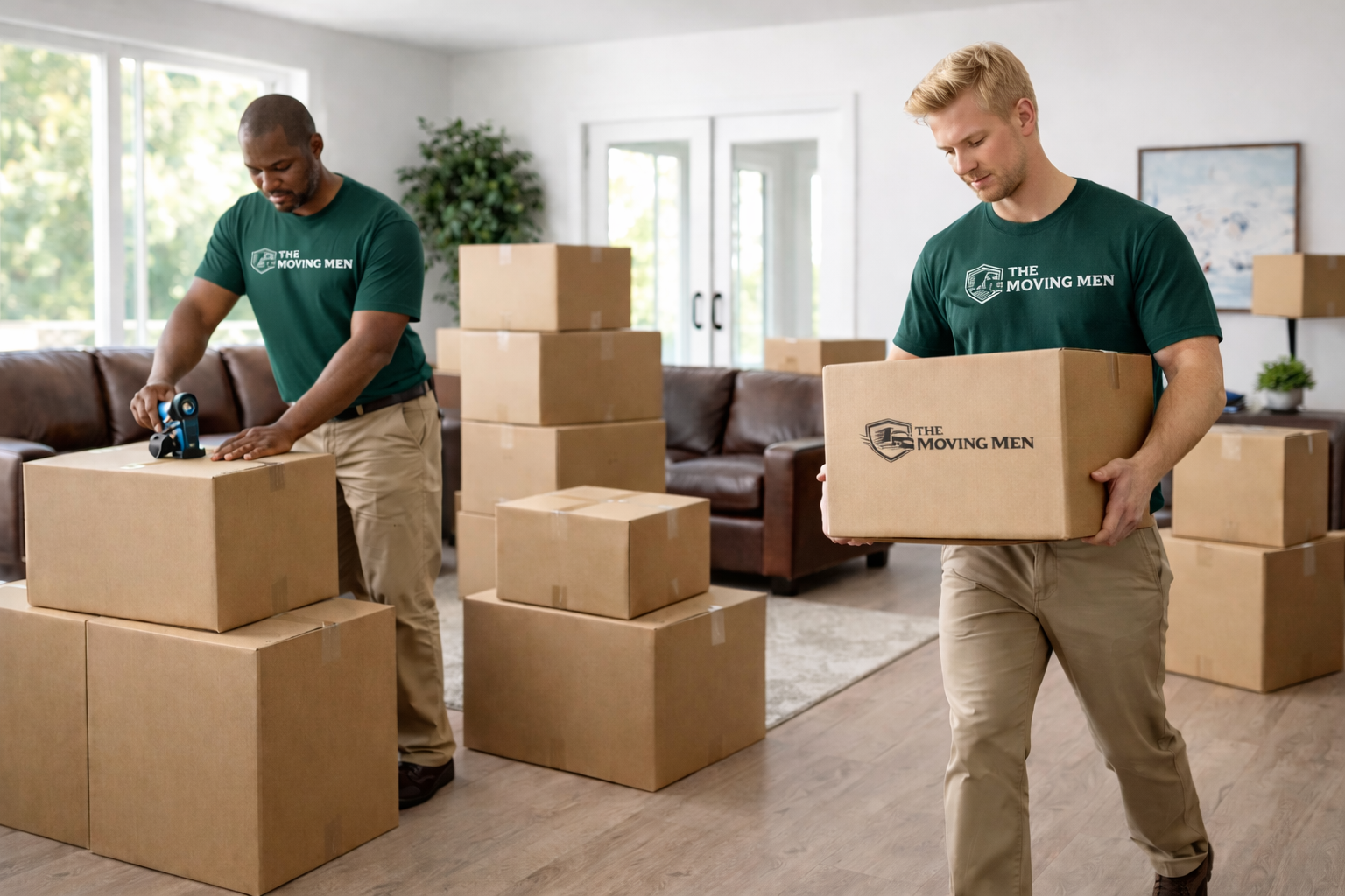 Professional movers from The Moving Men packing household items during a residential move in Metro Detroit
