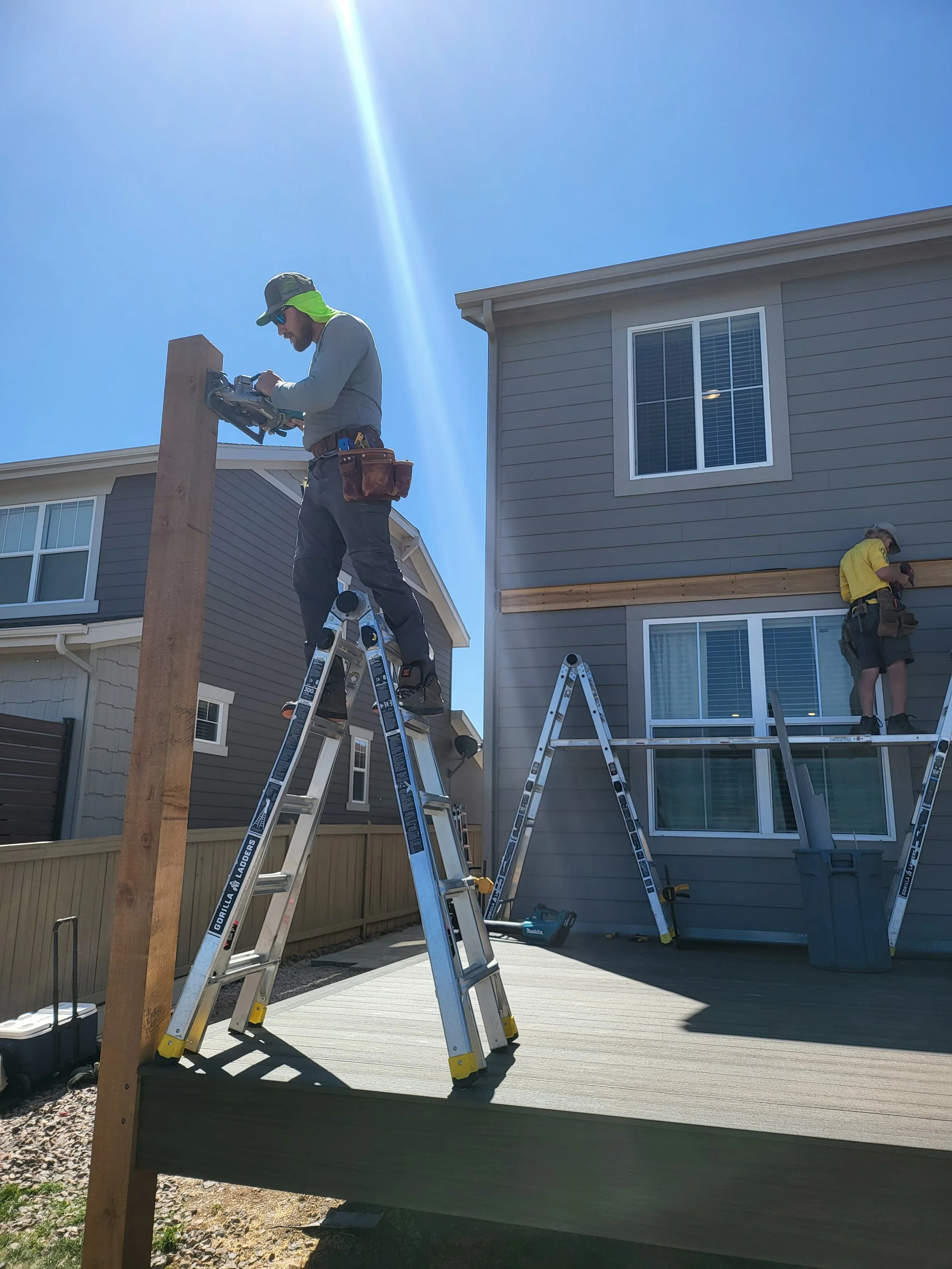 Mile High Decks Working on a Project. Deck Builders that are affordable and fast Castle Rock Colorado. Larksper Decks Neer me Castle Rock