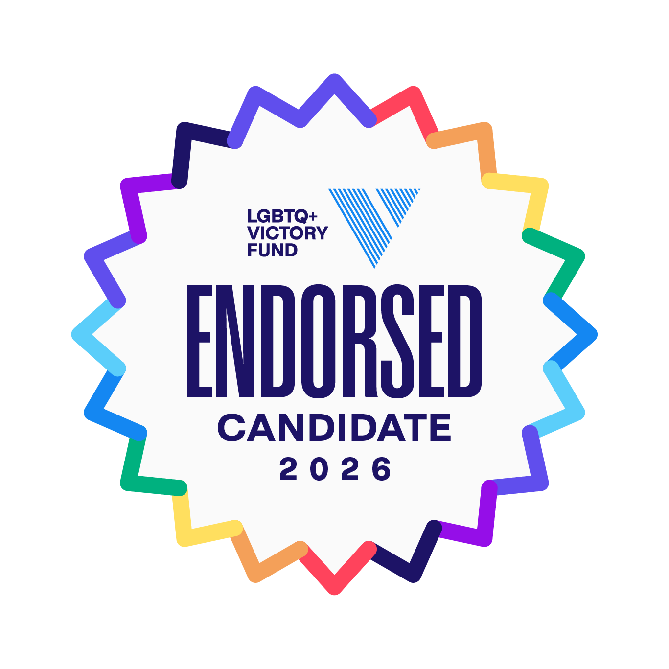 LGBTQ+ Victory Fund Endorsed Candidate 2026 badge