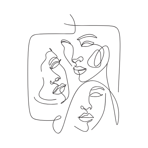 Abstract line art of women’s faces representing self-awareness, reflection, and gentle personal growth