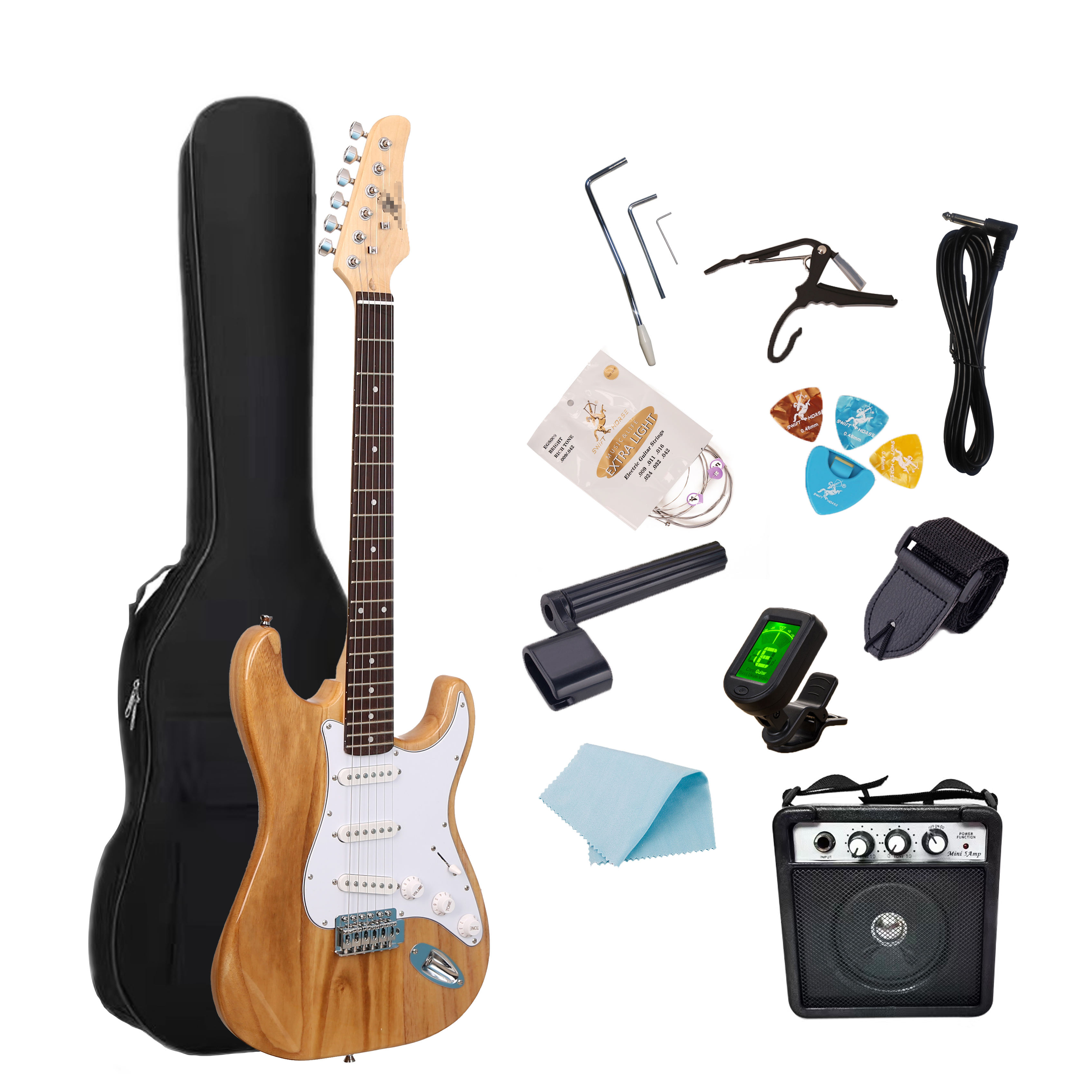 ST-Style Electric Guitar in Natural Finish – Complete Beginner Combo 🎸