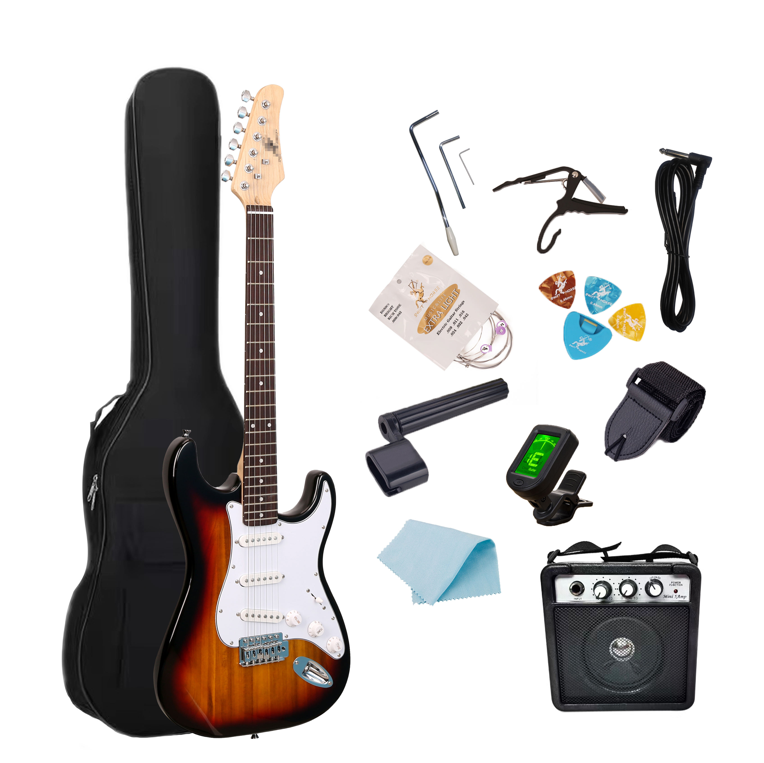 ST-Style Electric Guitar in Sunburst  Finish – Complete Beginner Combo 🎸