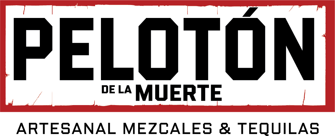 Text in bold black letters on a distressed white background with red edges, reading 'Pelotón de la Muerte'.