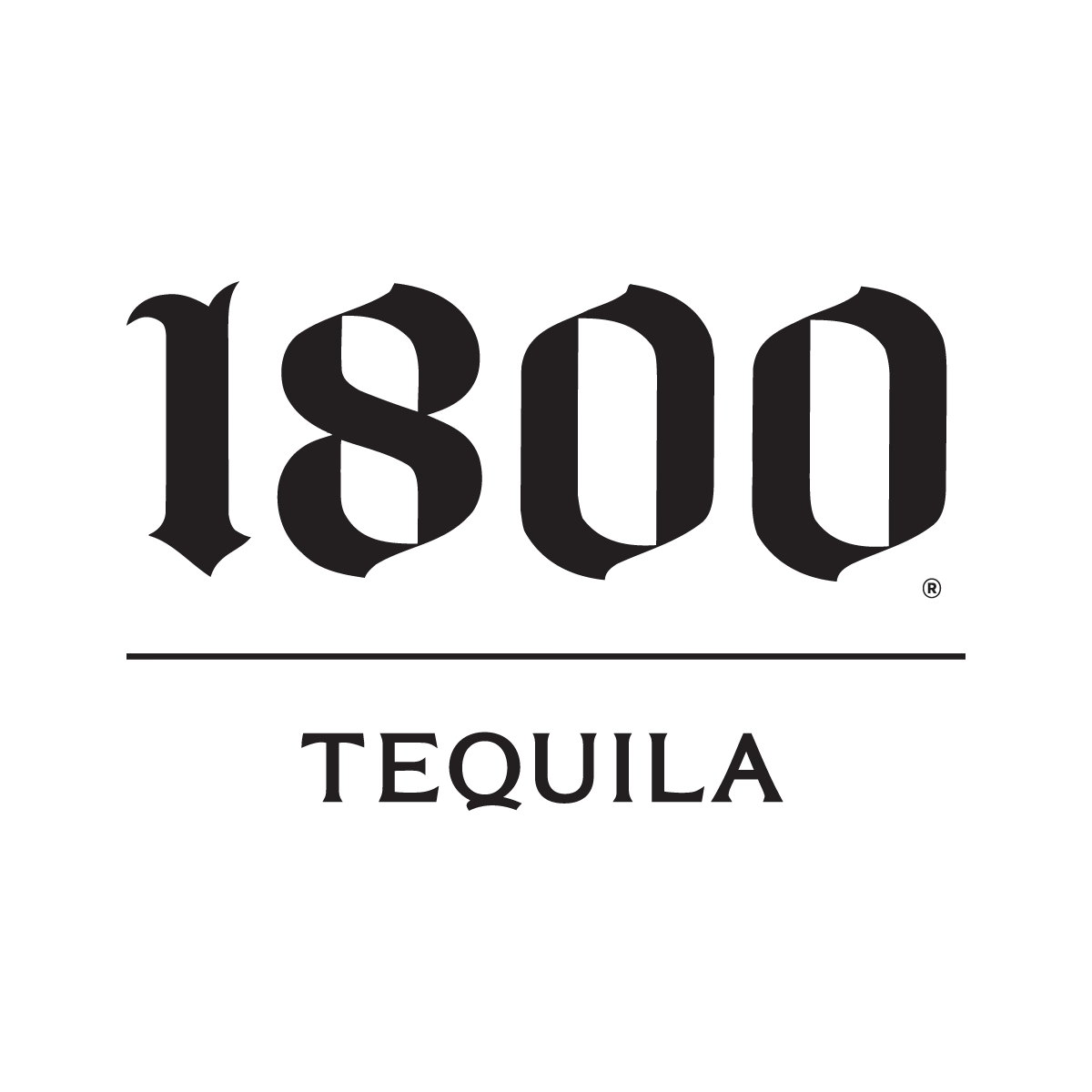 Black background with the text '1800' in large, stylized font; underneath is a line and below that the word 'TEQUILA' in uppercase letters.