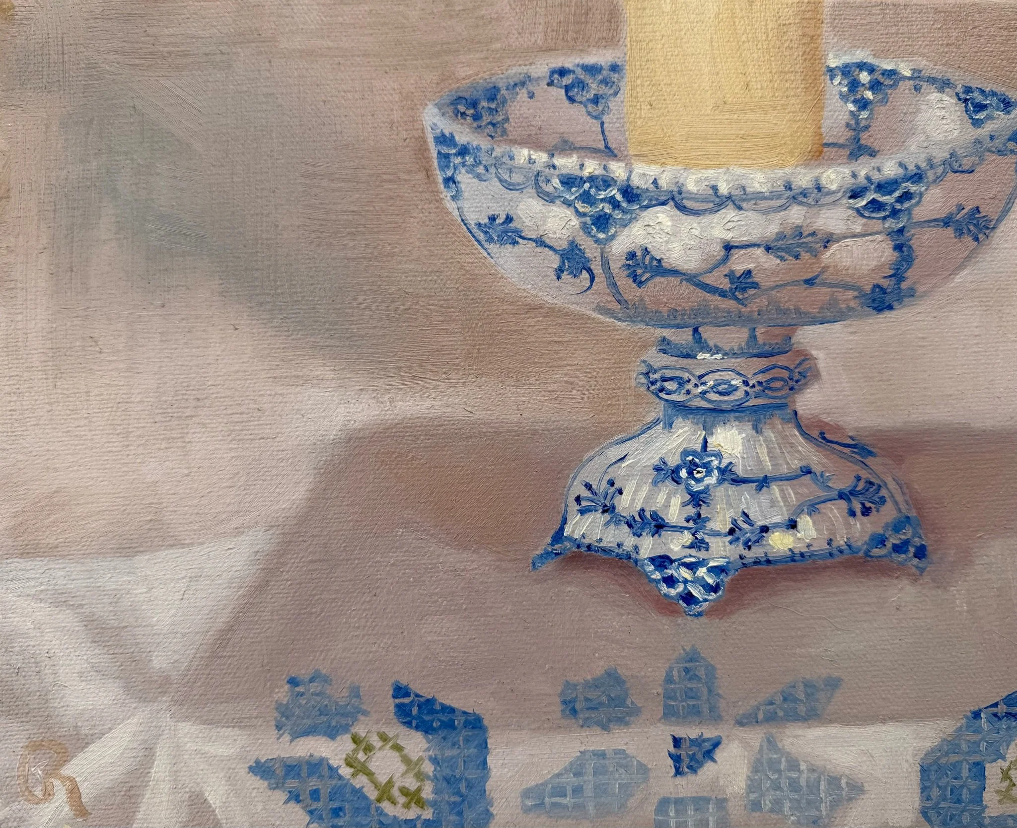 Grandma's Blue Copenhagen - SOLD - 
Original Oil on Canvas 