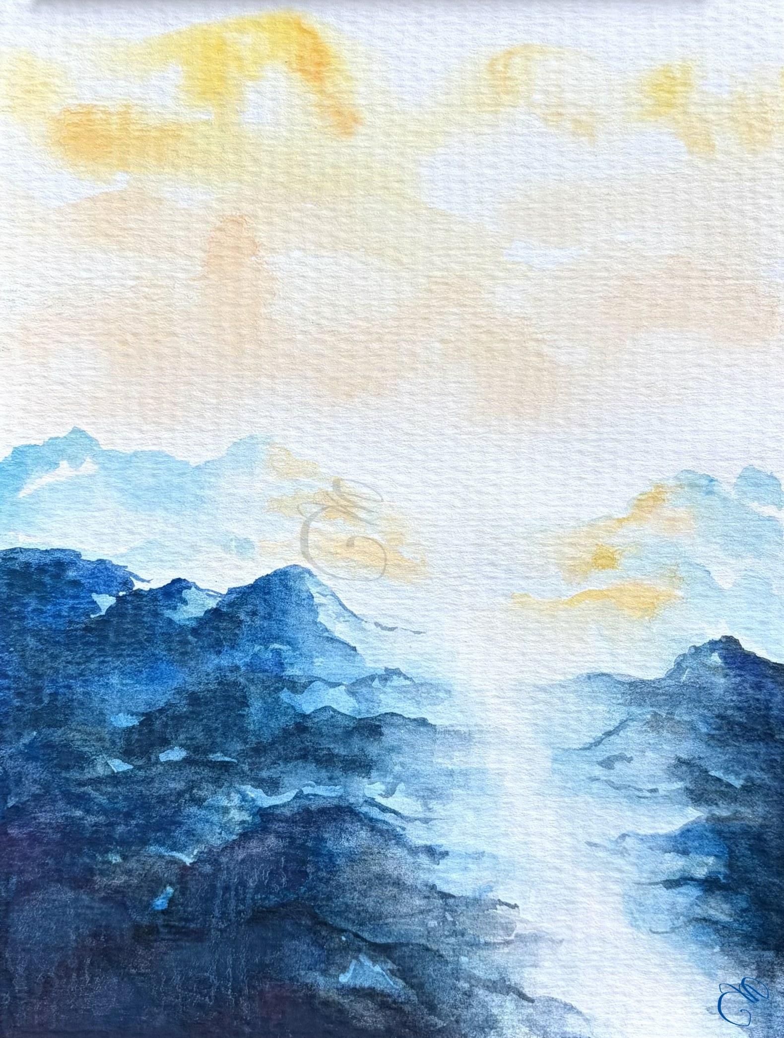 In His Footsteps Study - Psalm 85:13 - Original Watercolor Matted- 6"x8" - $450