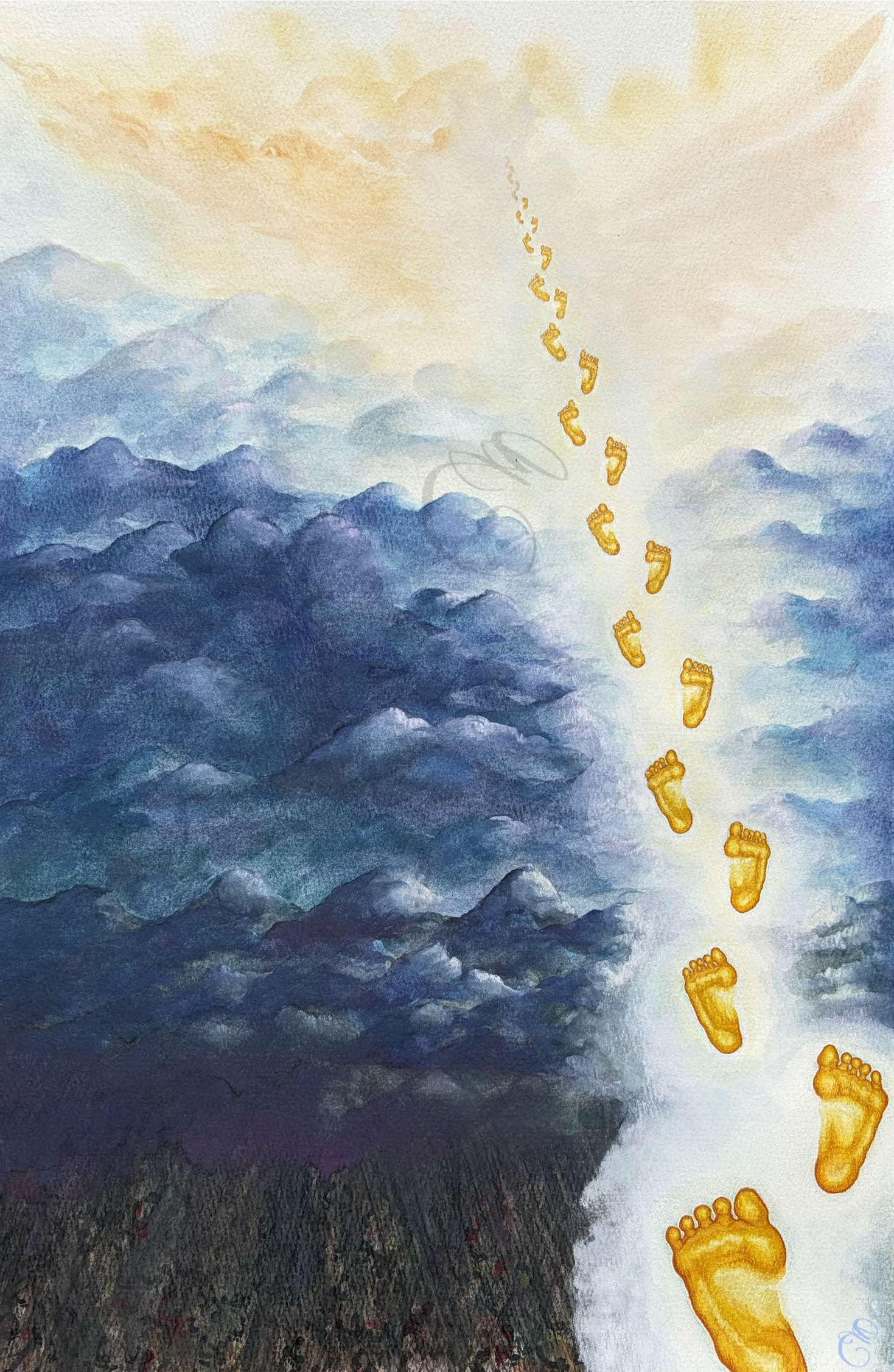 In His Footsteps - Psalm 85:13 - Waterclor Print Avaliable 