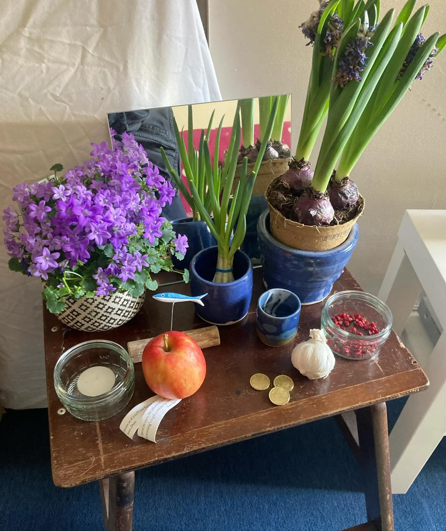 A Haft-Sin table is an altar that is arranged in Iranian culture just before the Spring Equinox or Iranian New Year (Nowruz) and is displayed until the 13th day of the new year ✨

Typically you display 7 items beginning with the letter &lsquo;sin&rsq
