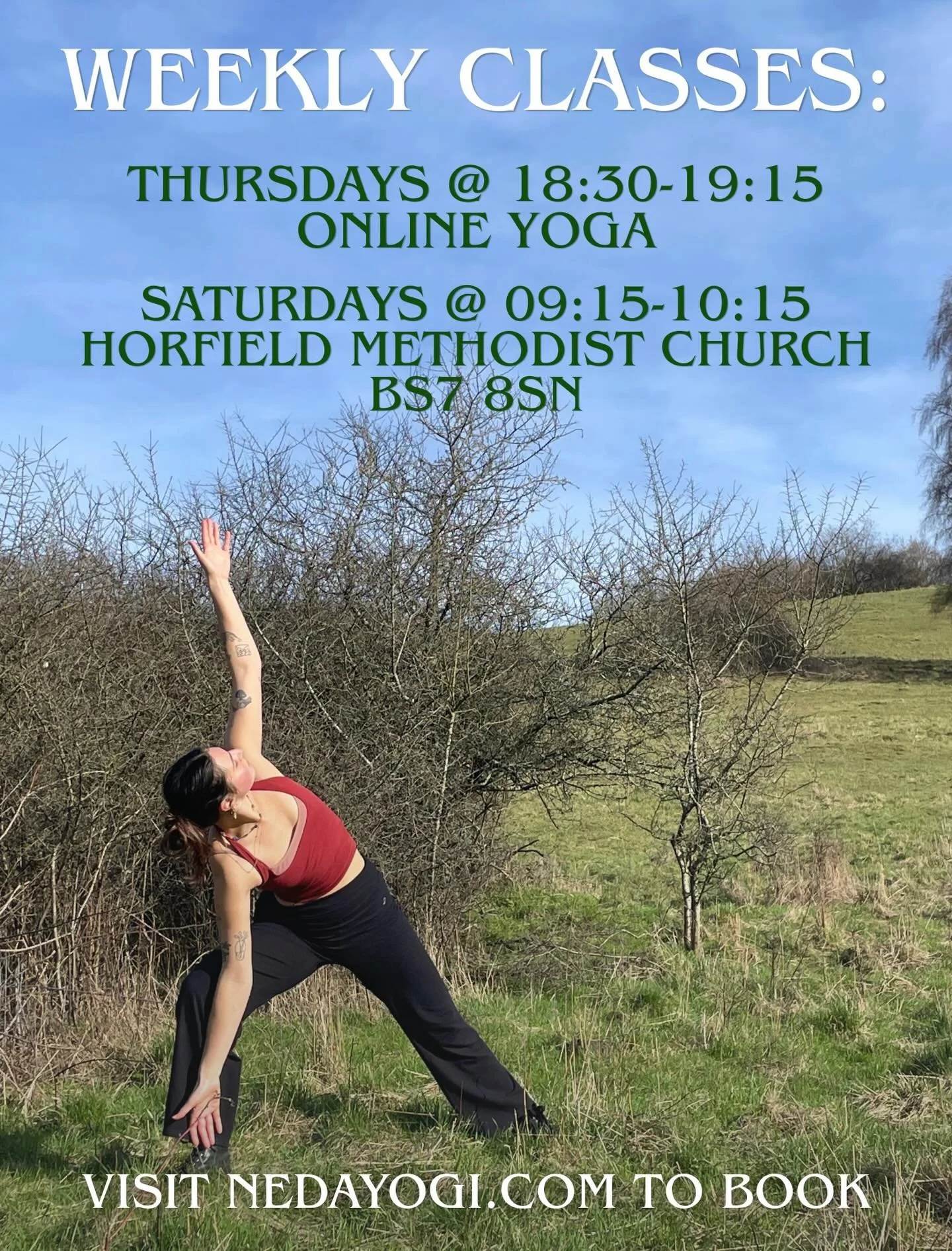✨Weekly classes✨

Join me on Thursday evenings online for 45 mins of gentle movement, stretching and winding down for a restful sleep 🌙

And on Saturday mornings you can join me for a slightly more energetic flow - expect playful, intuitive movement