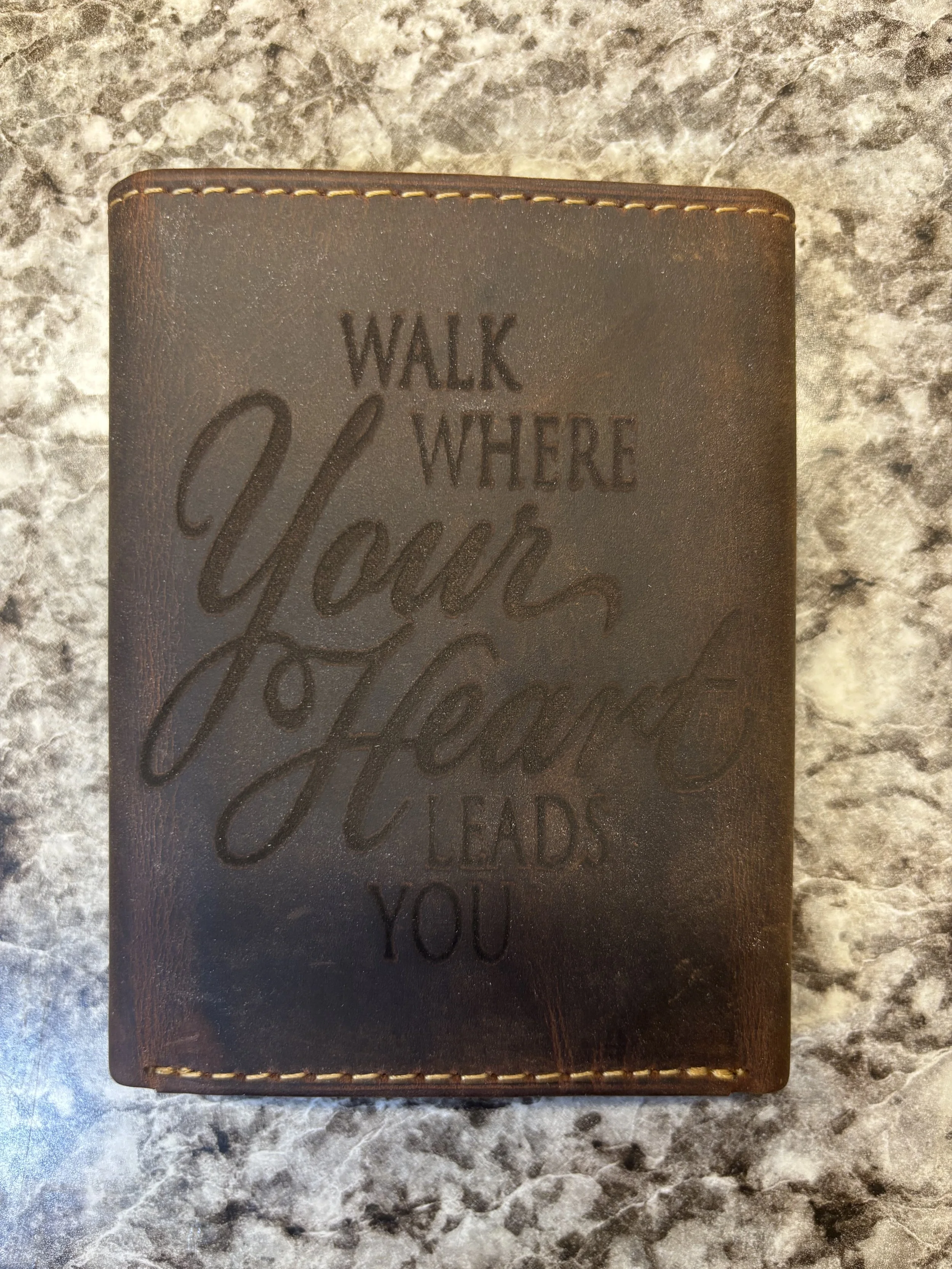 Tri-Fold Leather Wallet w/ Personalized Engraving