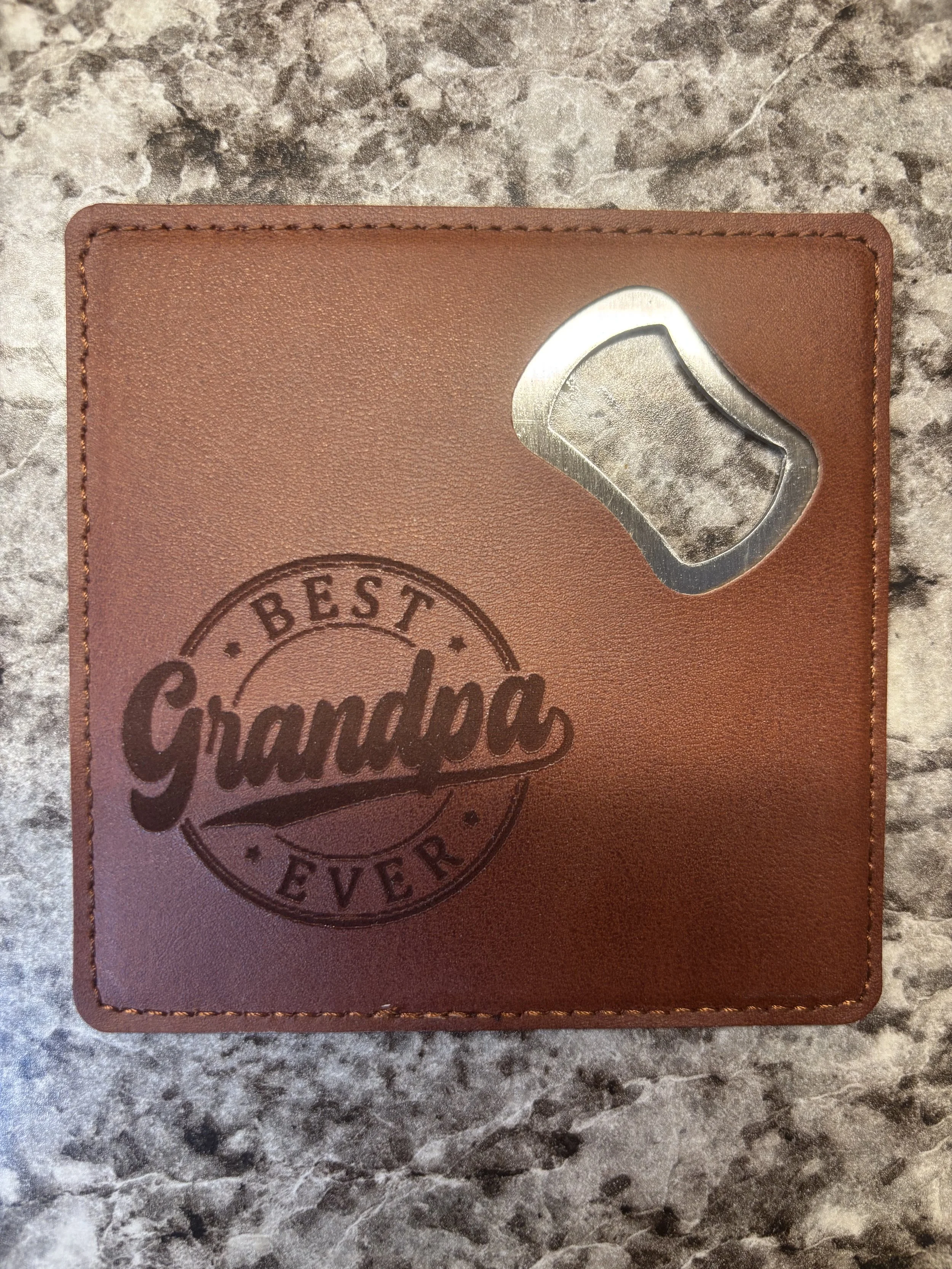 Leather Coaster w/ Bottle Opener