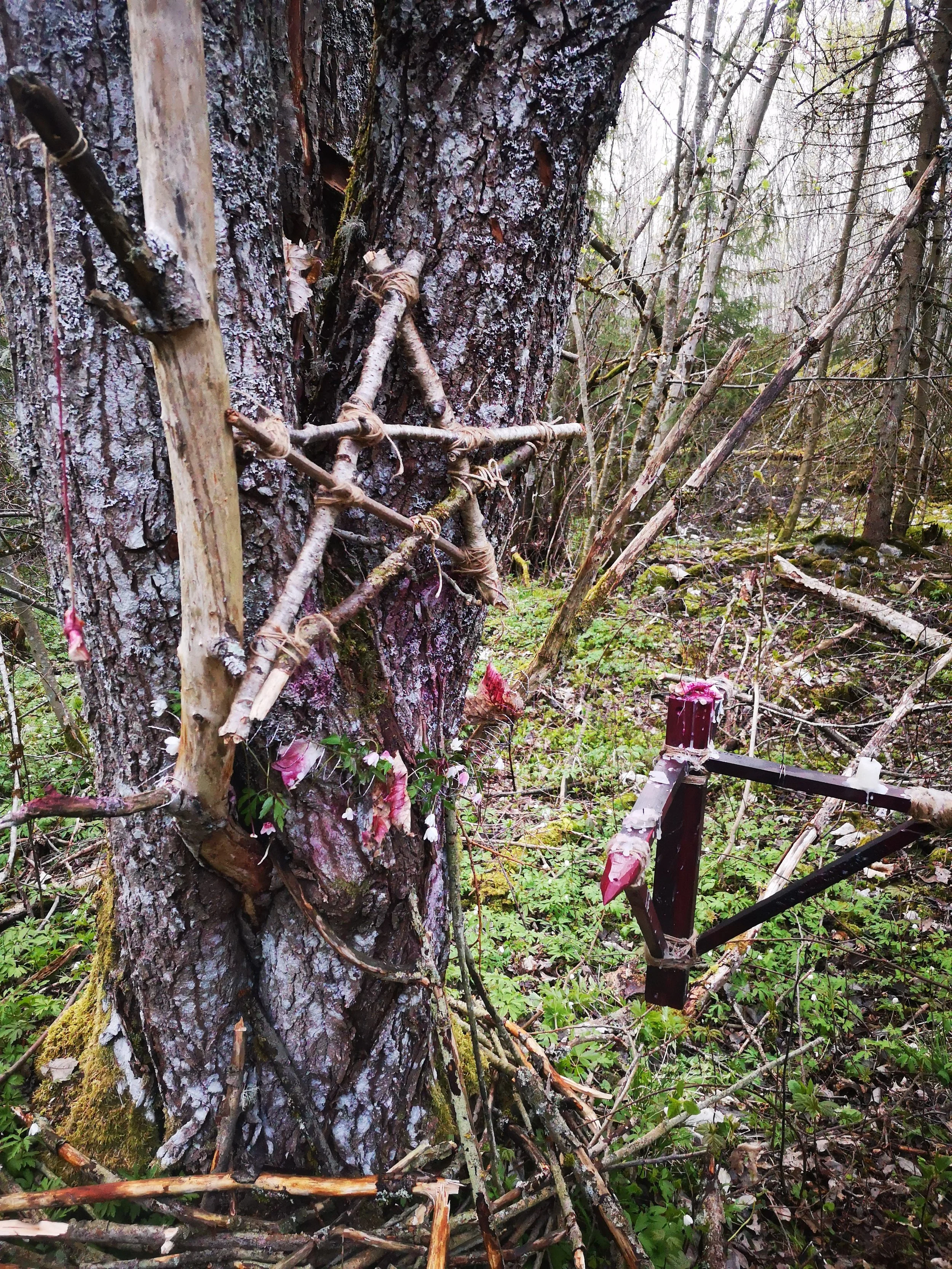 The altar setup on set for Candletree (2023)