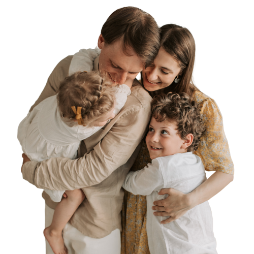 Mom and dad with two children