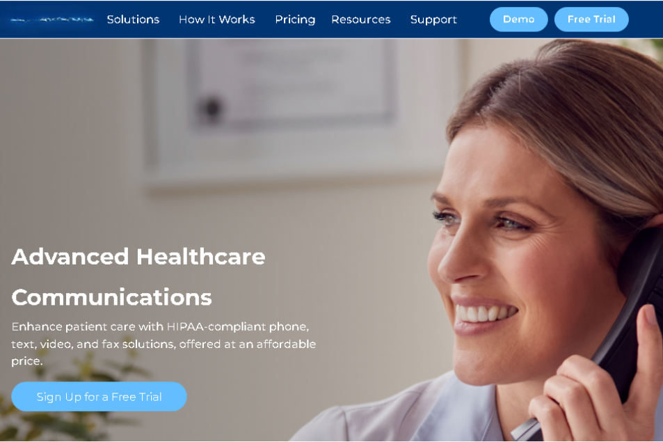 Website messaging example for a healthcare communications SaaS company