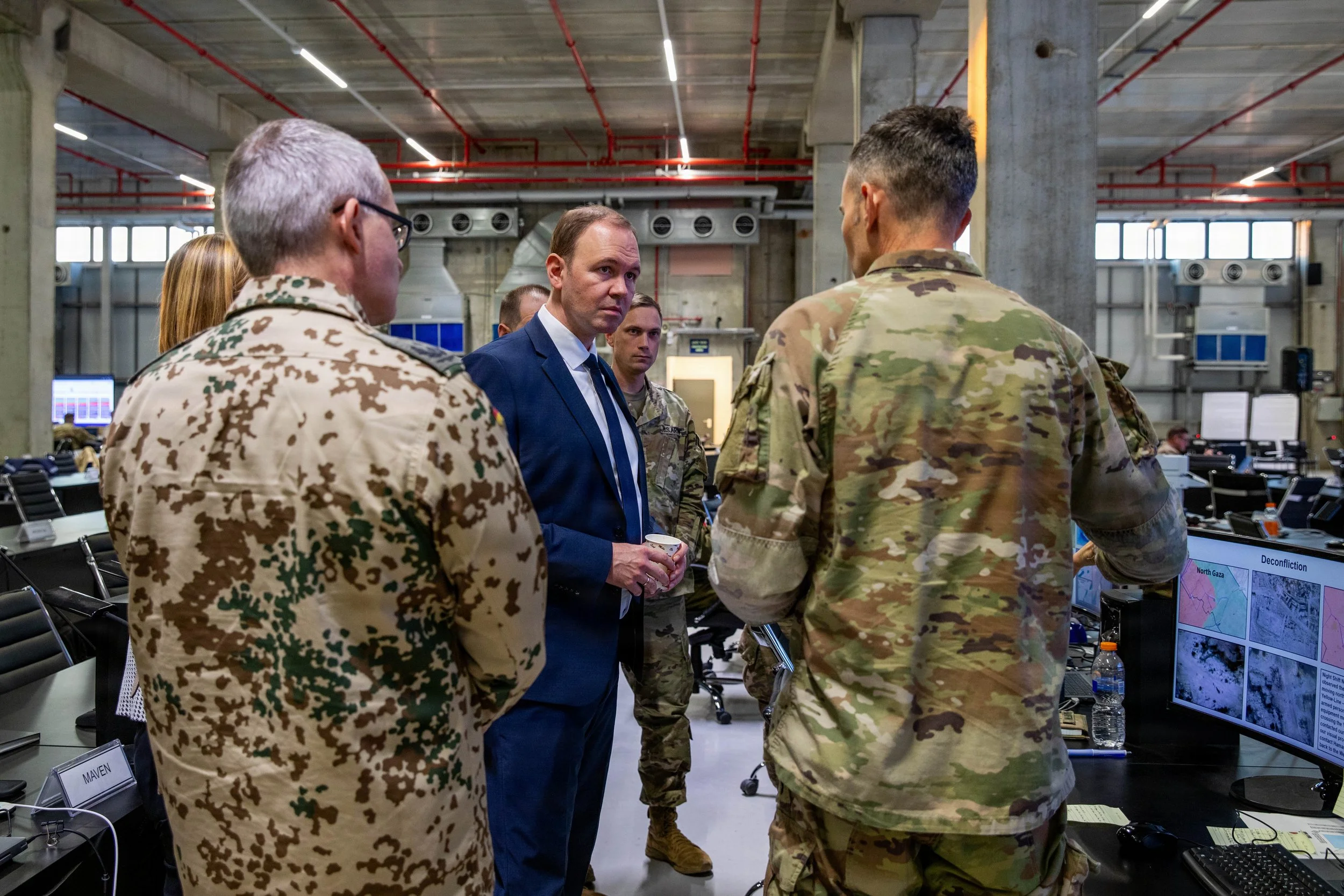 KIRYAT GAT, Israel -- Nils Hilmer, German State Secretary at the Federal Ministry of Defence, visits the Civil-Military Coordination Center (CMCC), Dec. 17, 2025. The CMCC enables more than 66 nations and international partners to come together to fa