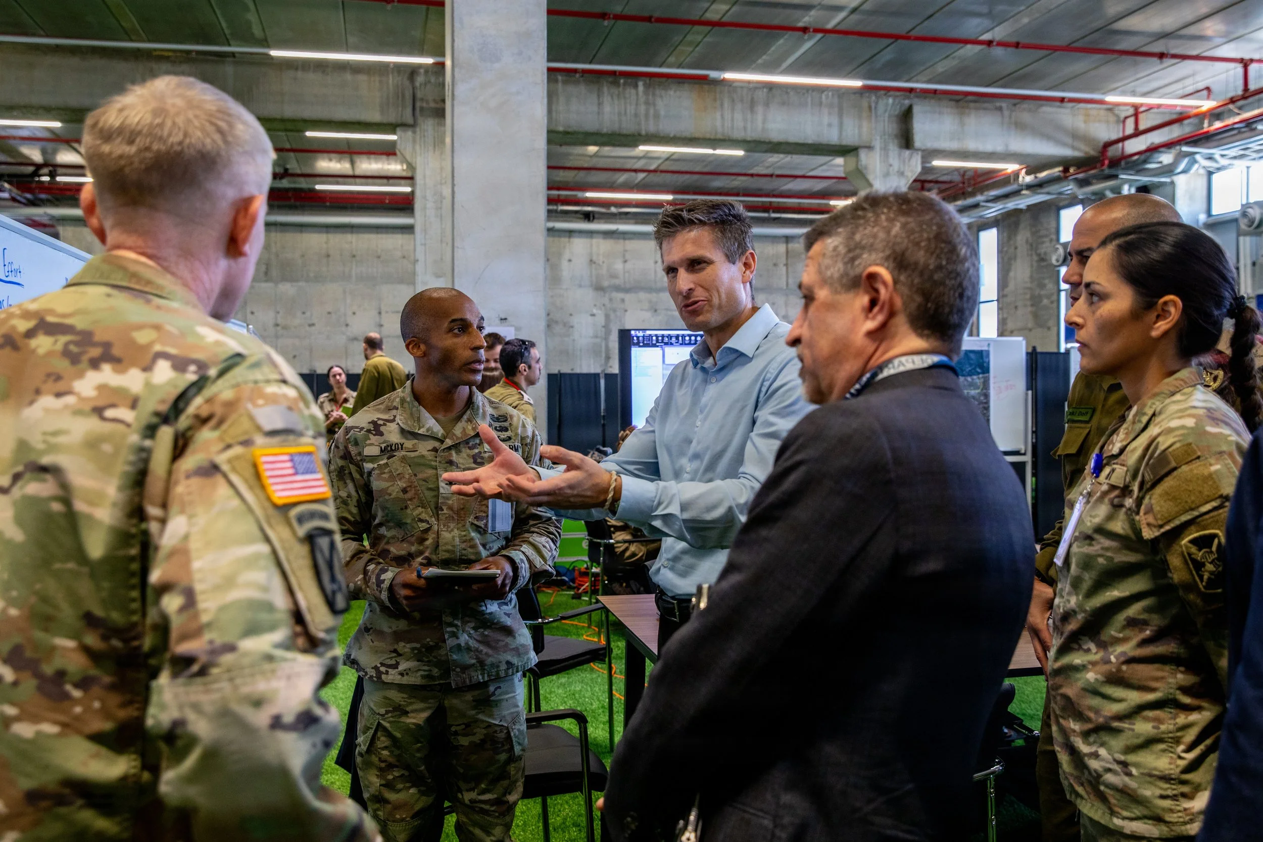 The Assistant Secretary of War for International Security Affairs, Daniel Zimmerman, meets with U.S. Army Soldiers and Israeli Defense Forces inside the Civil-Military Coordination Center (CMCC) on Nov. 5, 2025, in Israel. The CMCC brings together re