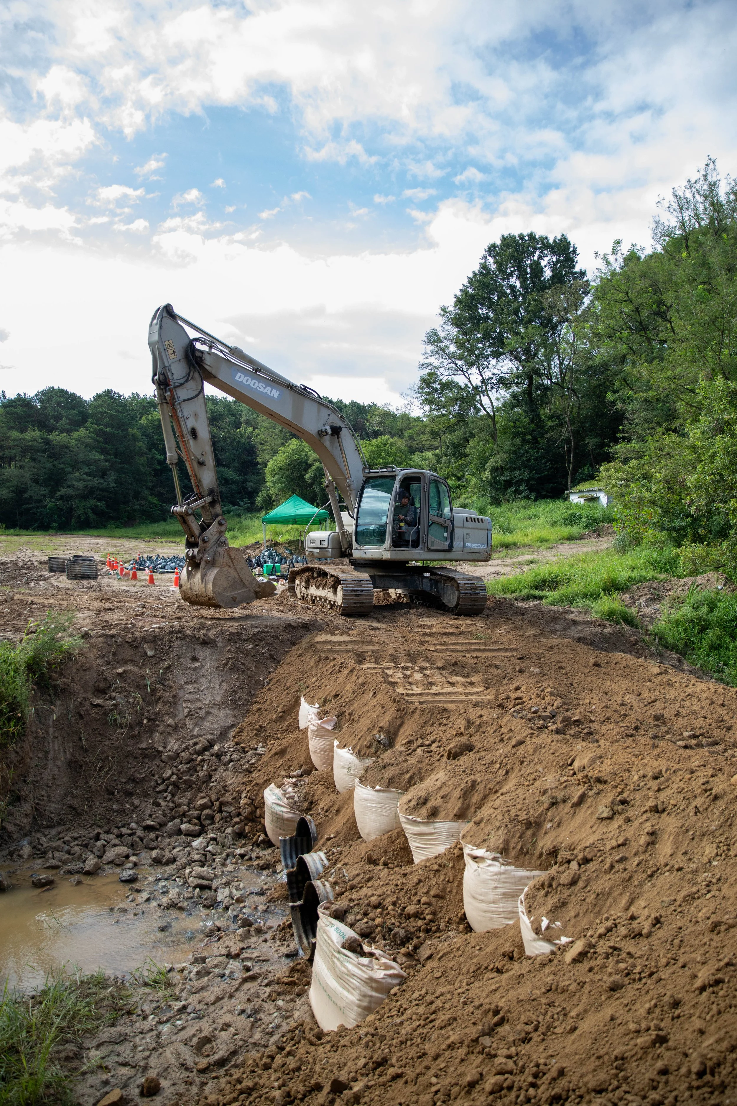 U.S. Army Soldiers with the 11th Engineer Battalion, 2nd Infantry Division, and Republic of Korea Army soldiers with the 2nd Operations Command prepare to construct a forward arming and refueling point in Daejeon, South Korea, Aug. 22, 2024. The FARP