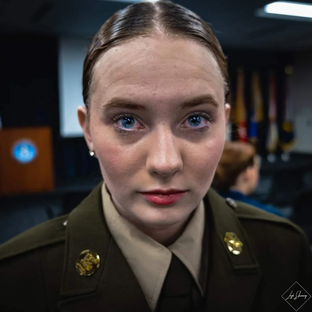 Image of Kathryn before her graduation from the Mass Communication Foundations course at the Defense Information School, Fort Meade, Maryland, March 3, 2023. Photo taken by Leigh Skonning.