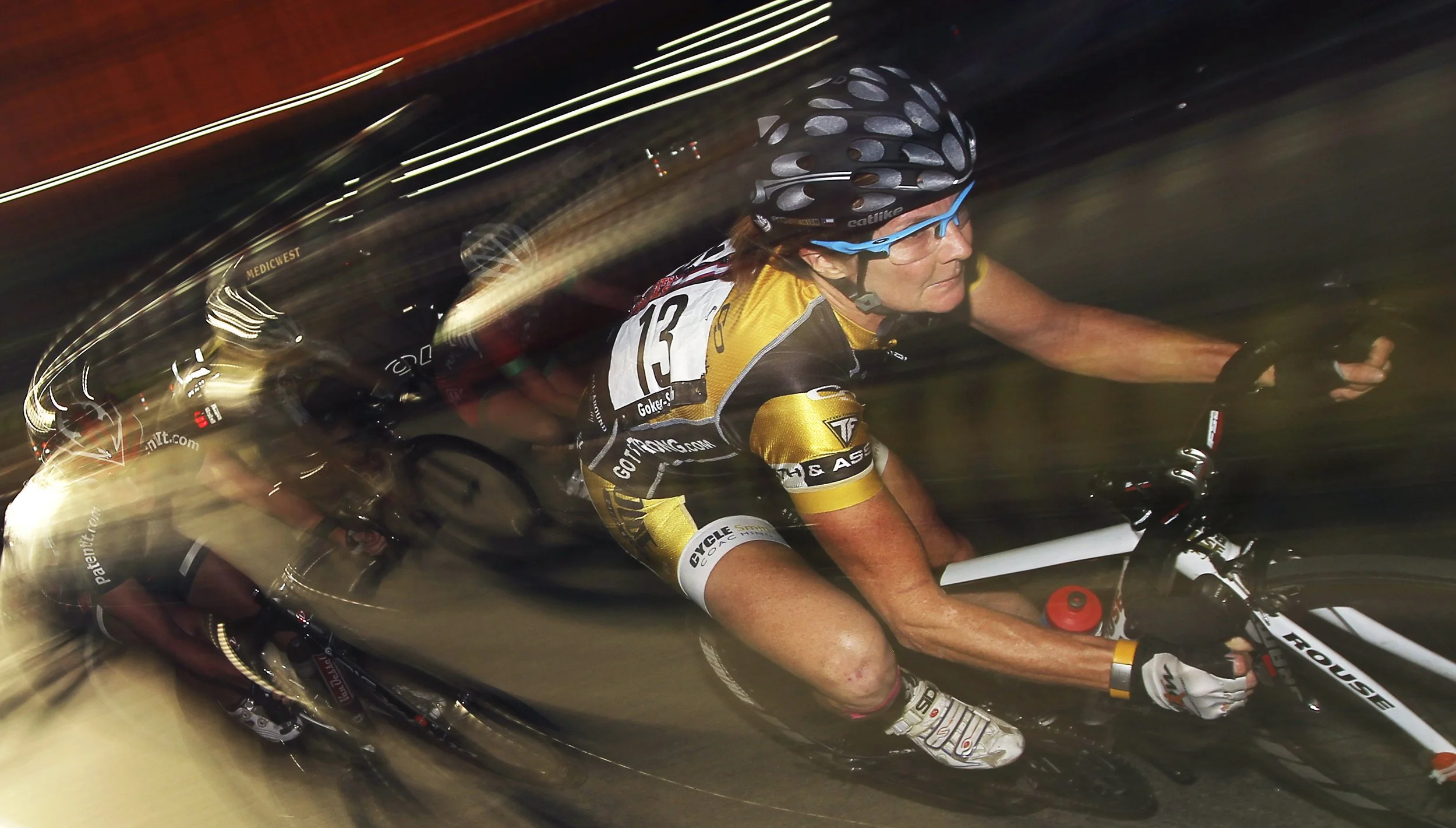 Christina Gokey-Smith leads the charge during the Woman's Pro Finals at the USA Crits Championship Series Finals in Las Vegas on Sept. 19, 2013. 