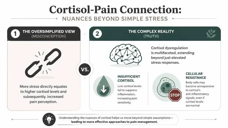 Diagram showing how cortisol and stress affect pain
