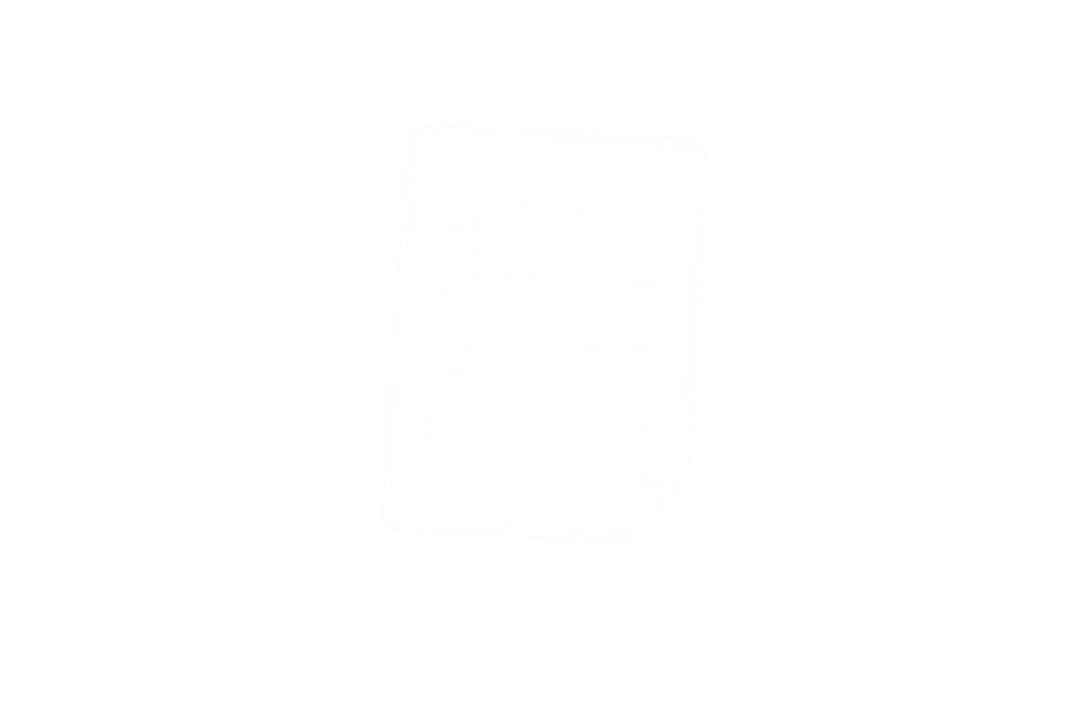 Hand-drawn checklist with five items, each marked with a checkmark.