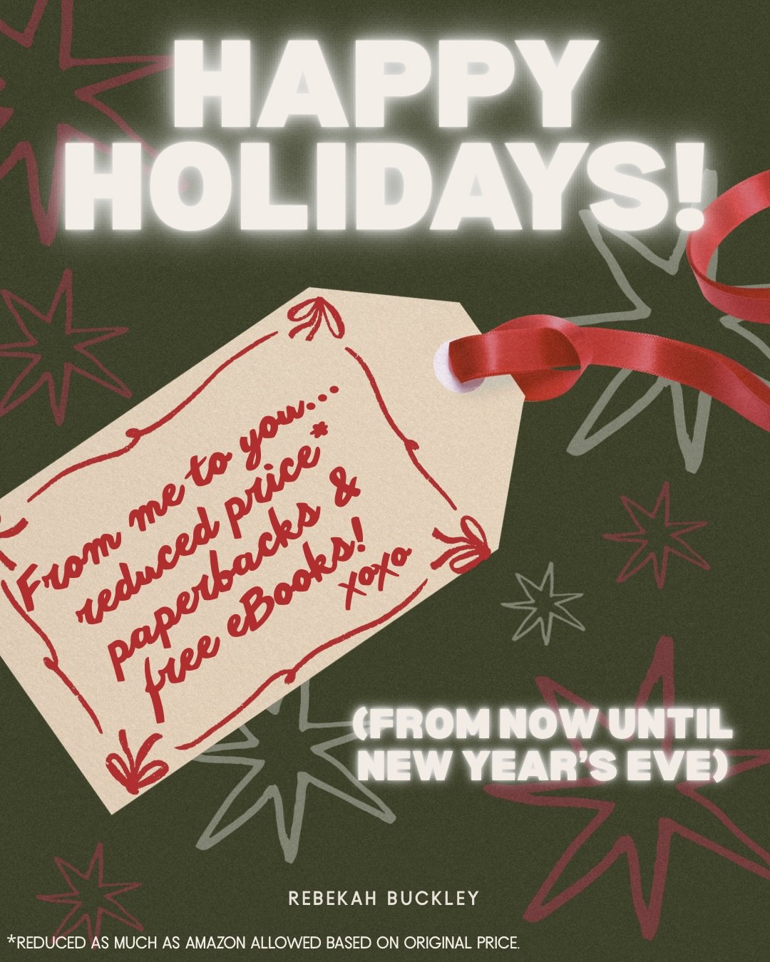 ✨ HAPPY FESTIVE SEASON!! ✨

From now until New Year&rsquo;s Eve both Gold Rush &amp; Look At Us Now will be free in eBook format and reduced price in paperback! It&rsquo;s a little end of year thank you for your patience and support in 2025. 

I&rsqu